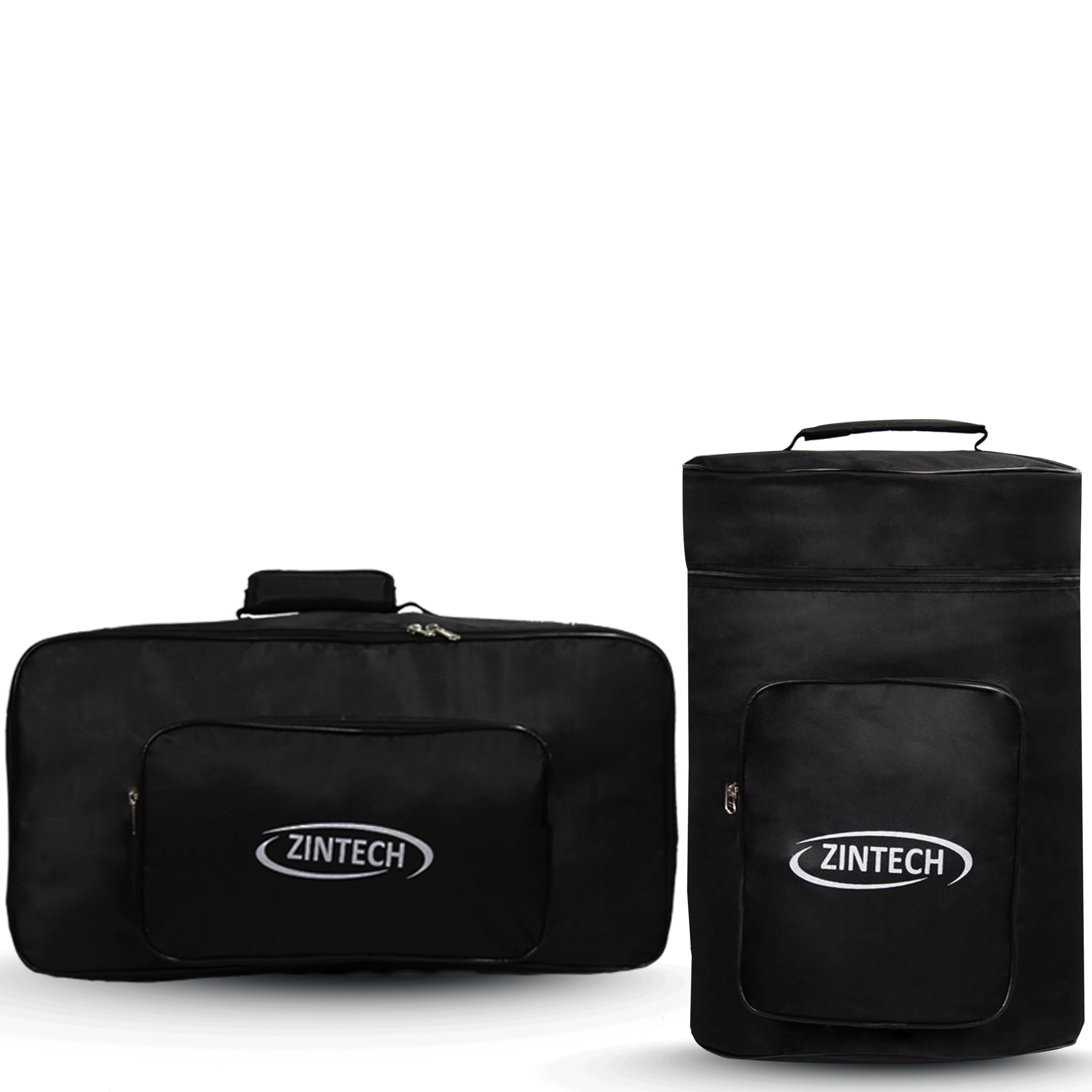 Zintech Tabla And Dholak Carrying Bag Set, Black, Padded Protection, Front Pocket, Handles, 2 Piece
