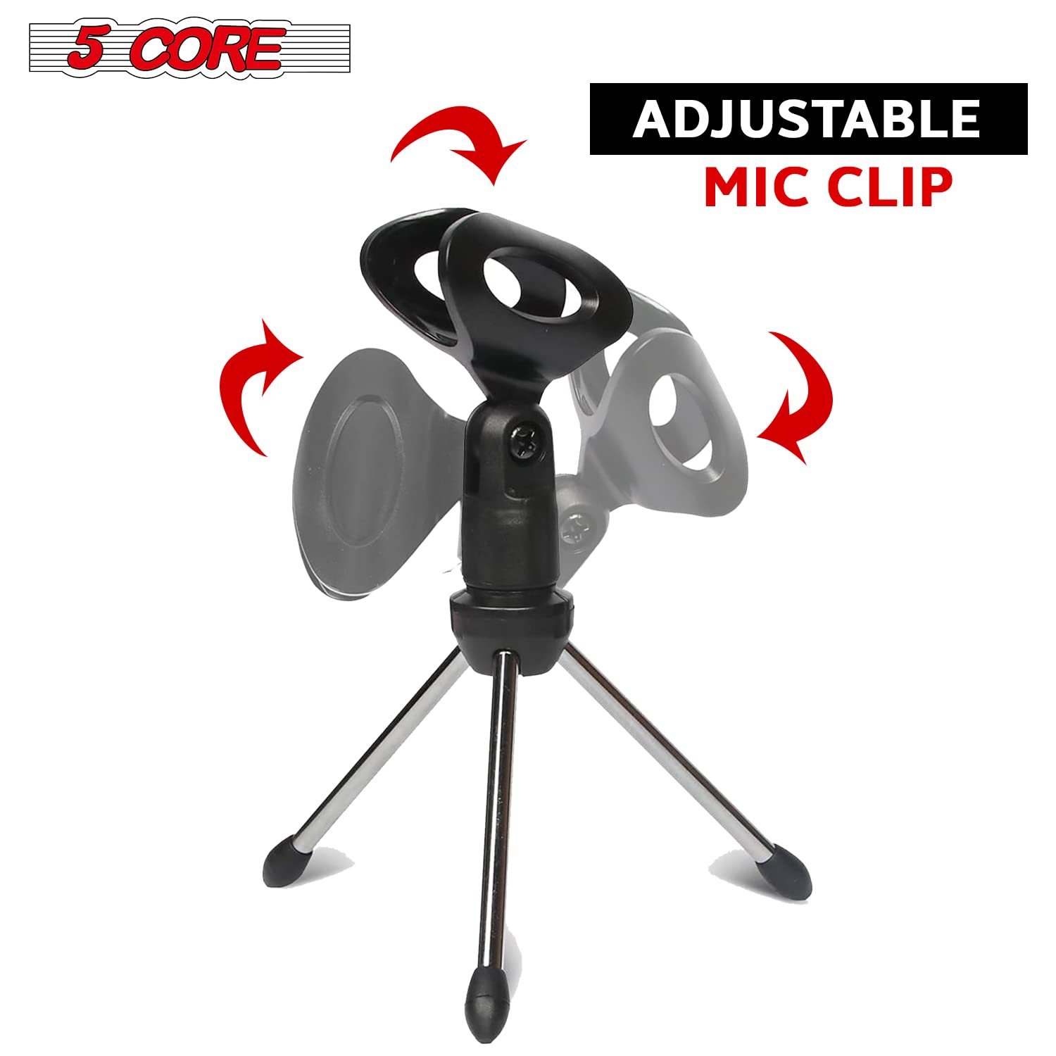 5 Core Mic Stand Desk Angle Adjustable Table Tripod Mirophone Holder Portable Desktop Stands Includes Universal Mic Clip MINI TR