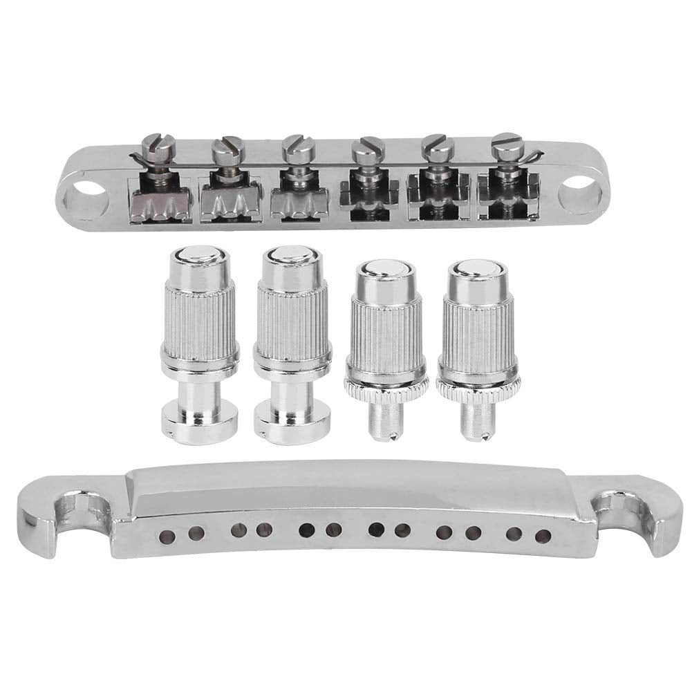 Electric Guitar Bridge, Standard 12 String Size Guitar Bridge Full Set Bridge Tail Stud Zinc Alloy Silver Guitar Parts Accessori