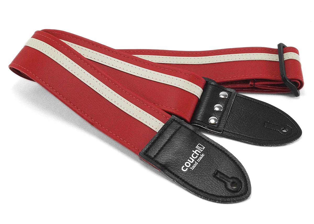 Racer X Guitar Strap Made In Usa By Couch Guitar Straps (Red & White)