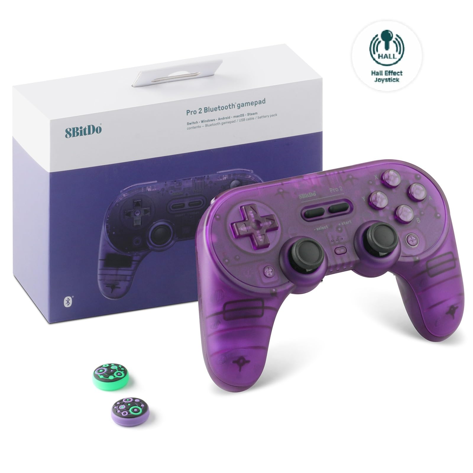 8Bitdo Pro 2 Bluetooth Controller (Hall Effect Joystick Update) - for Switch/Switch 2 PC Windows Android MacOS Steam Raspberry P