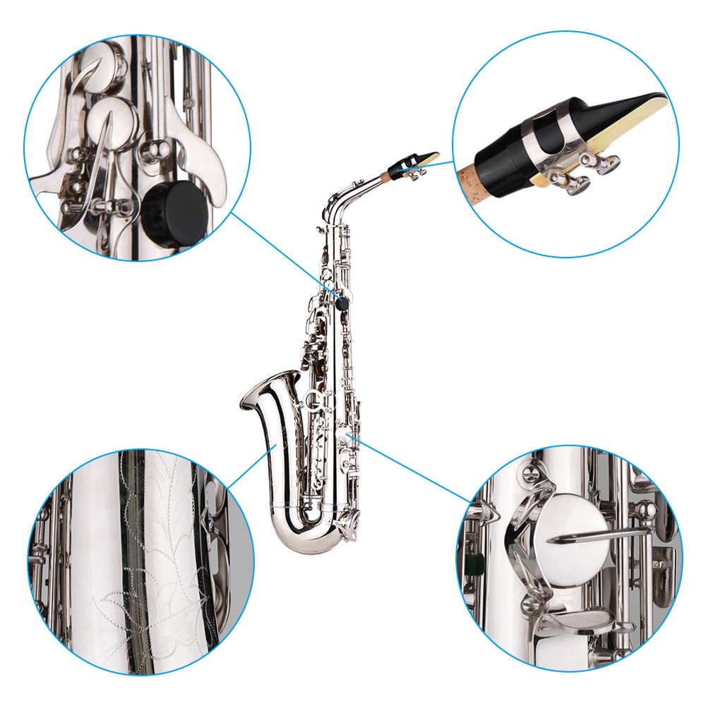 Btuty Saxophone Sax Eb Be Alto E Flat Brass Carved Pattern on Surface Plastic Mouthpiece Exquisite with Gloves Cleaning Cloth Br