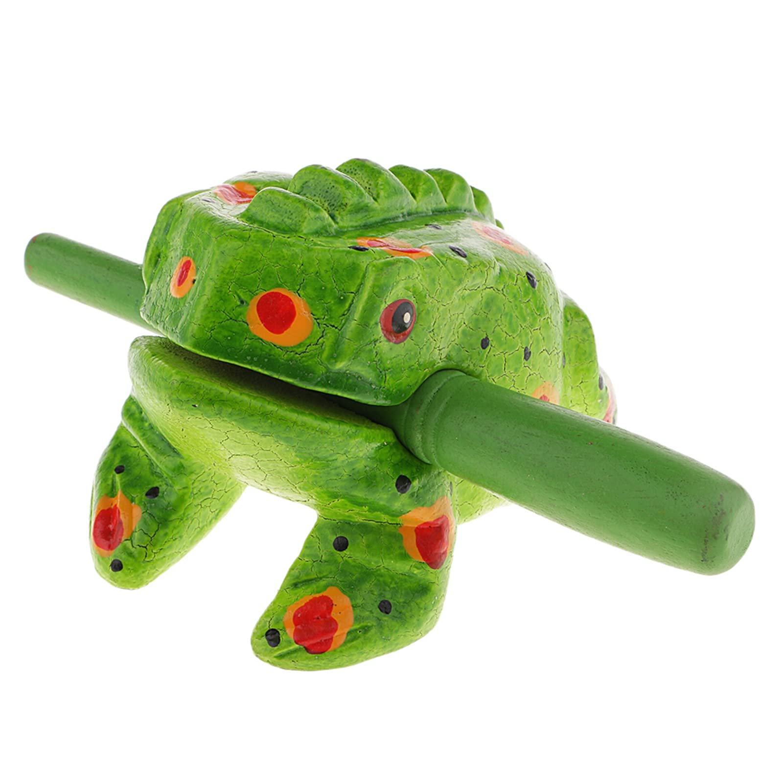 3.5 Wooden Frog Guiro Rasp Instrument - Percussion Musical Tone Block Craft (Painted Green)