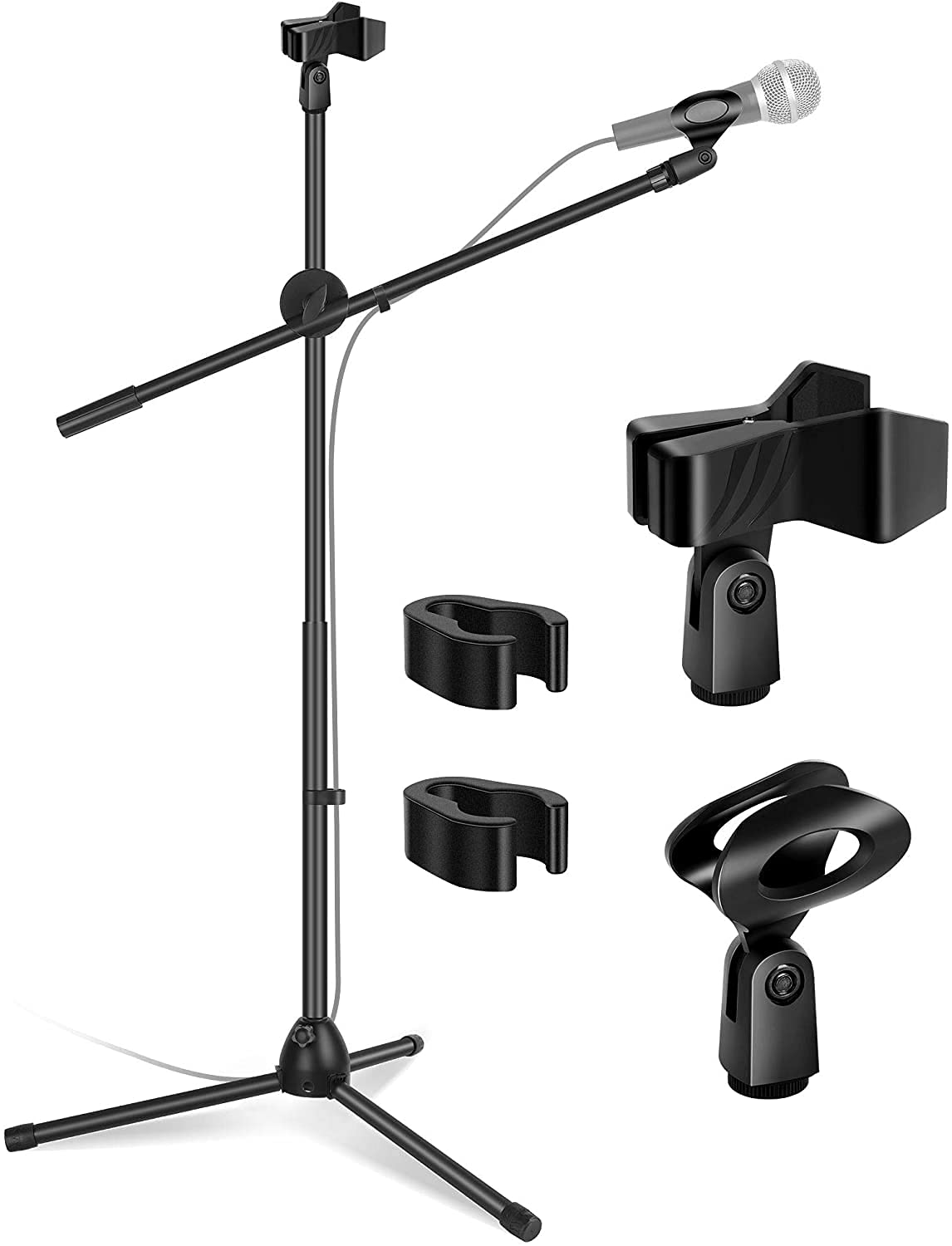 TECHTEST Dual Microphone Stand Adjustable Tripod Boom GH201 Metal Blac ...