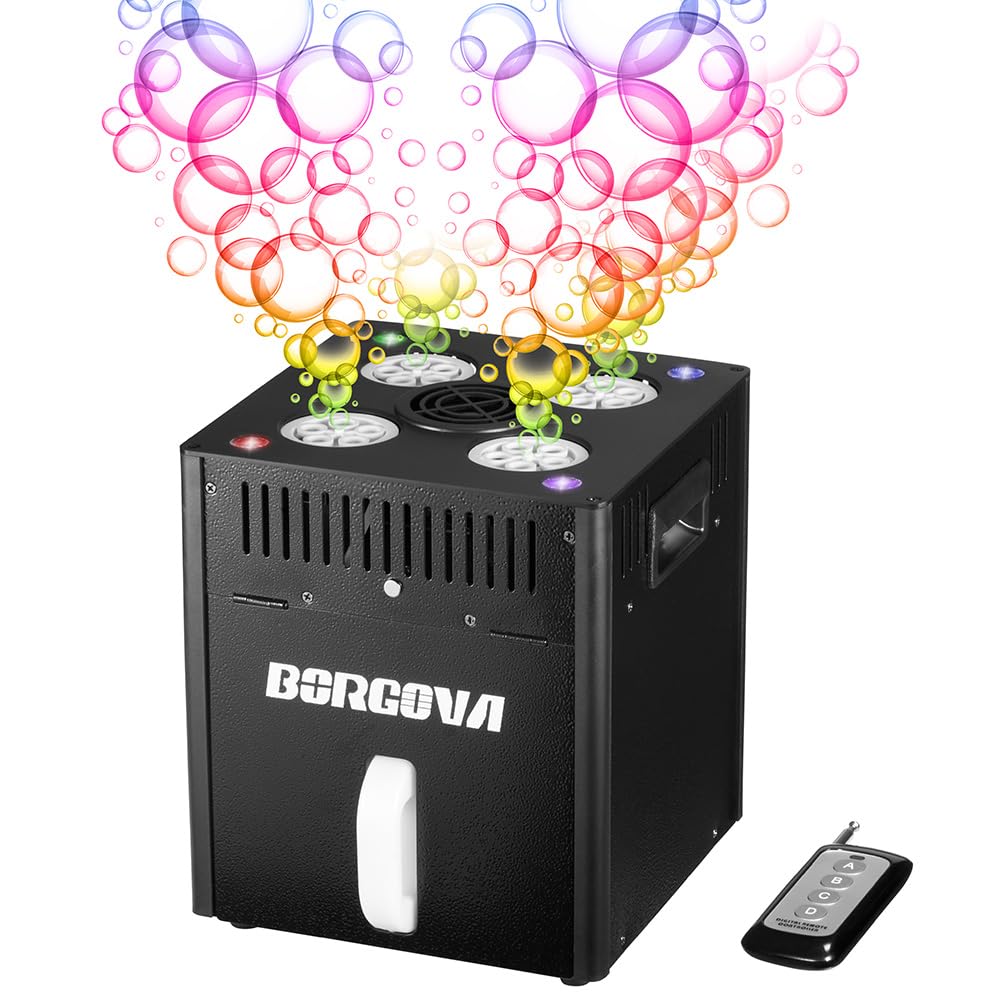 Borgova Stage Bubble Machine With Lights, Dmx Control, Wireless Remote - Perfect For Weddings, Commercial Performances, Kids Par