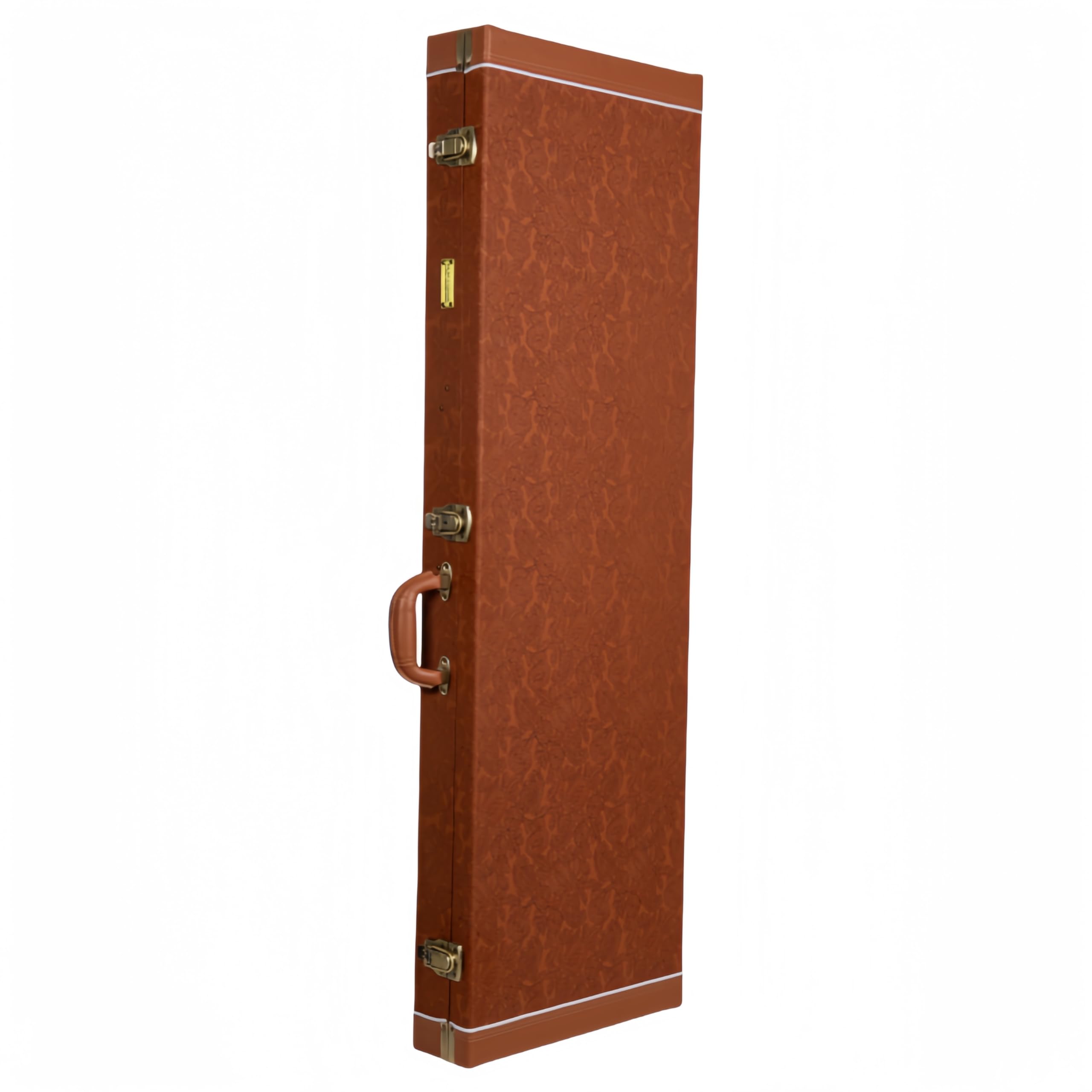 Crossrock Relief Series Bass Guitar Case for Fender Precision & Jazz | Carved Red Wood Finish, Ivory Plush Interior, Lock - Prem