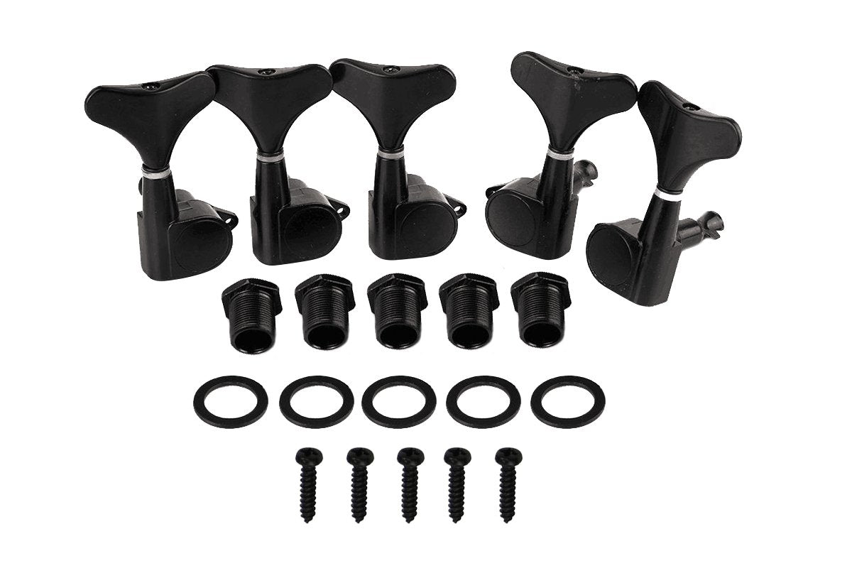 5Pc Bass Tuning Pegs Tuners Machine Heads For 5 String Guitar Sealed 2L3R Keys Black