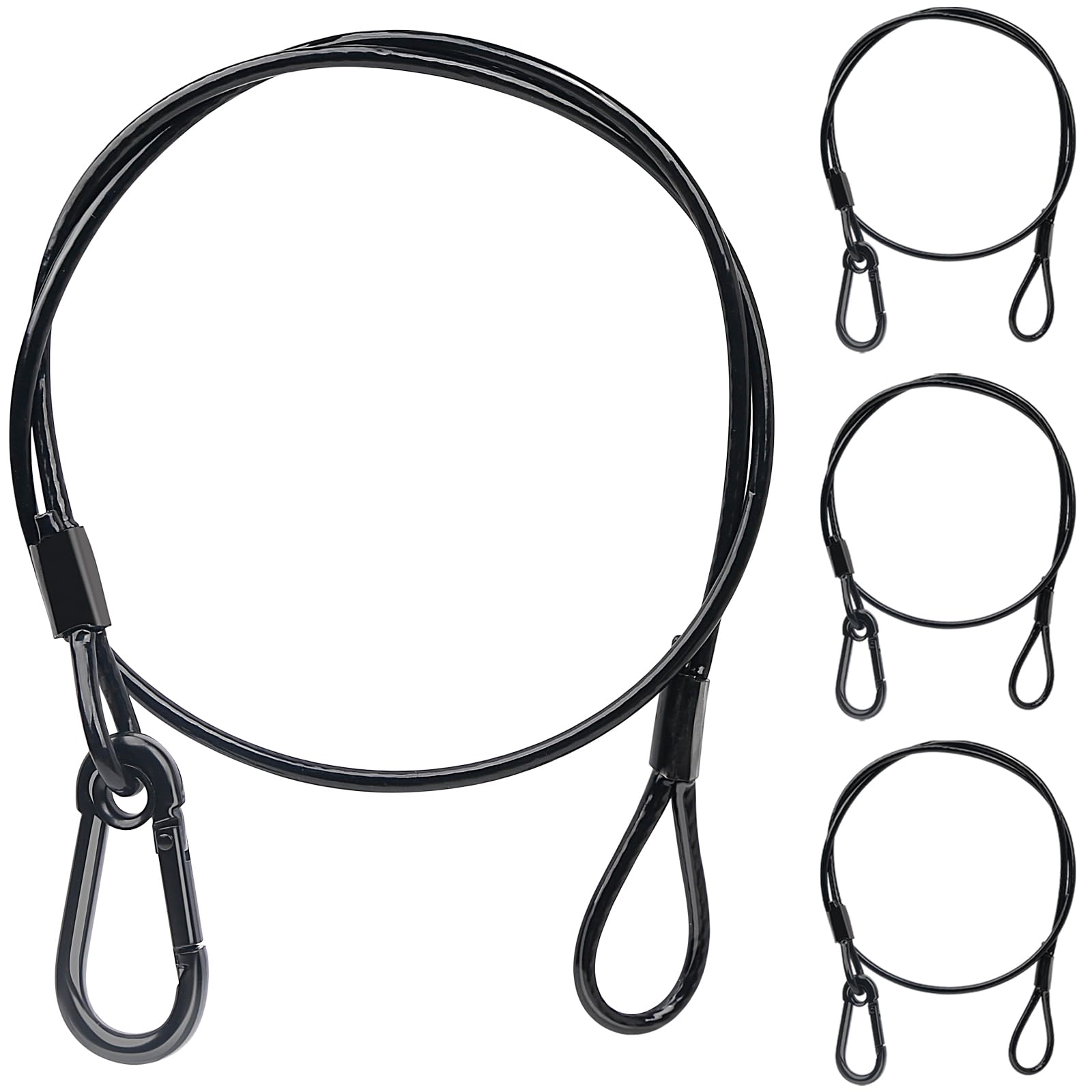 4Pack Black Chain Hanging Safety Cables with Hook Truss Clamps for Lights, Stainless Steel Lanyard Stage Lights Safety Chains, S