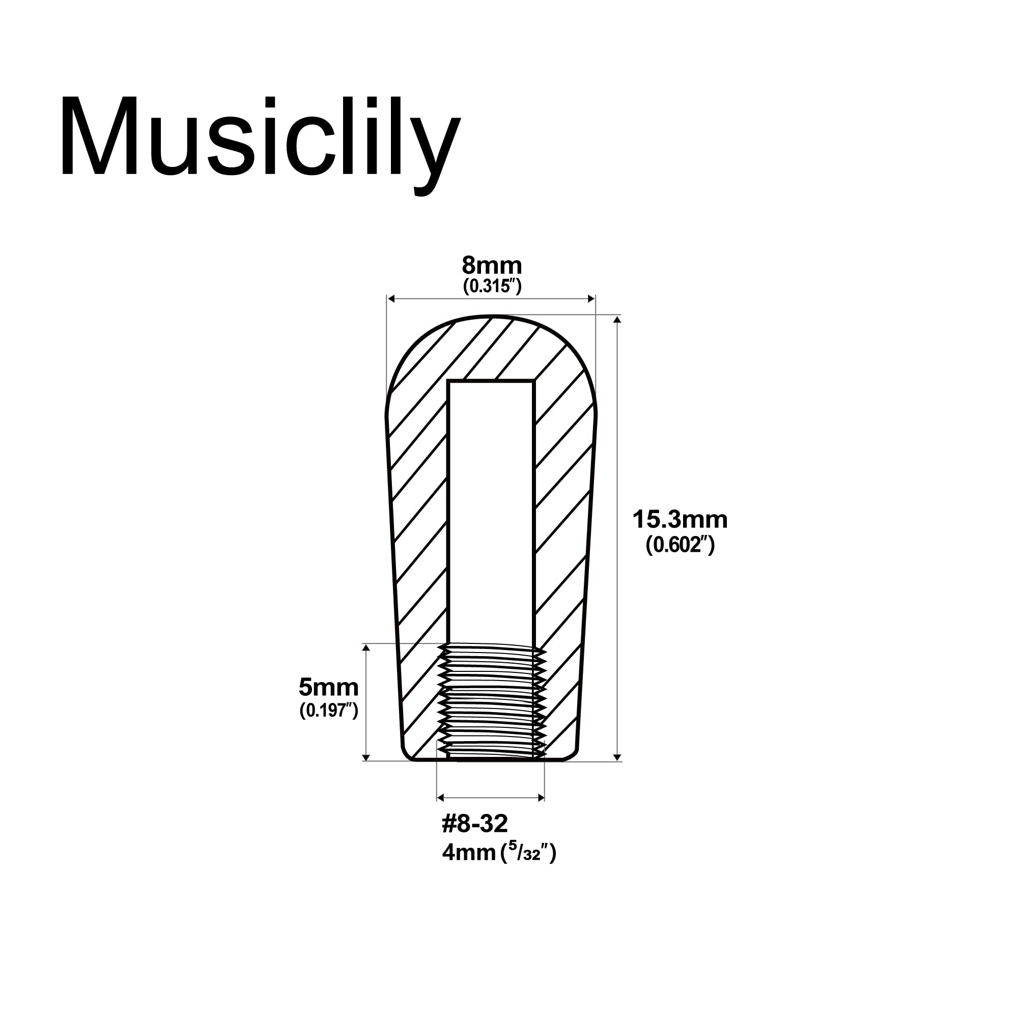 Musiclily Pro Inch Size Thread Plastic Guitar 3 Way Toggle Switch Tips LP Switch Caps Switch Knobs for USA Les Paul Pickup Selec