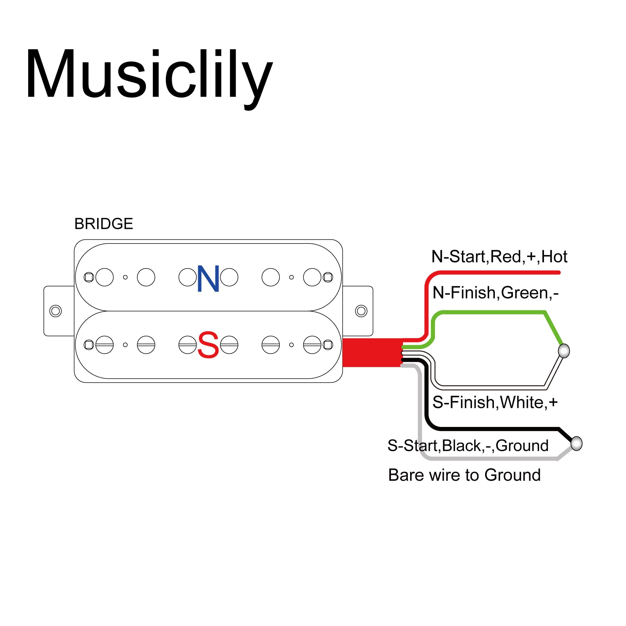 Musiclily Basic 52mm Ceramic Humbucker Double Coil Bridge Pickup for Electric Guitar, Zebra