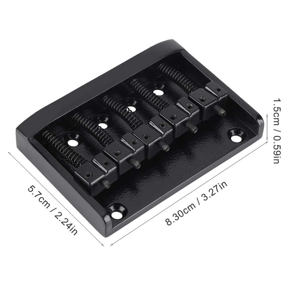 Fafeims Metal 5 String Guitar Saddle Bridge Plate Electric Bass Bridge Tailpiece Replacement Accessory(Black)