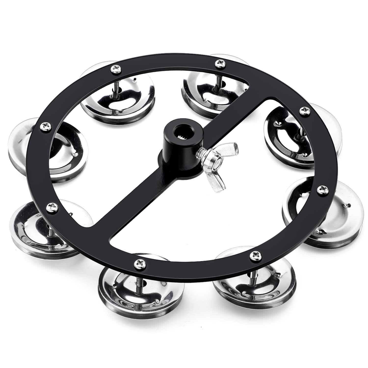 Facmogu 5.5 Inch Mountable Cymbal Hi-hat Tambourine with Single Row 8-pair Stainless Steel Jingles 37cm/1.5in, Drum Set Tambouri