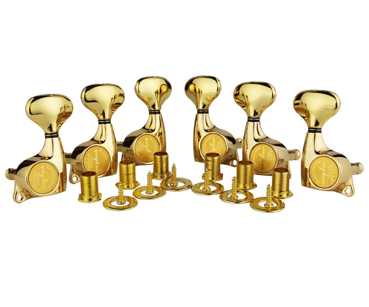 Guyker 6Pcs Guitar Machine Heads (3L  3R) - 1:21 Sealed Tuning Key Pegs Tuners Set Replacement For St Tele Sg Style Electric Or