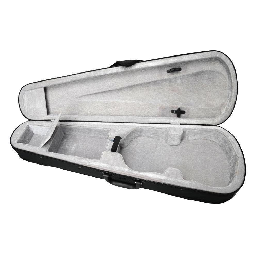 MEZHI 4/4 Cloth Fluff Triangle Shape Silver Gray Violin Case Black