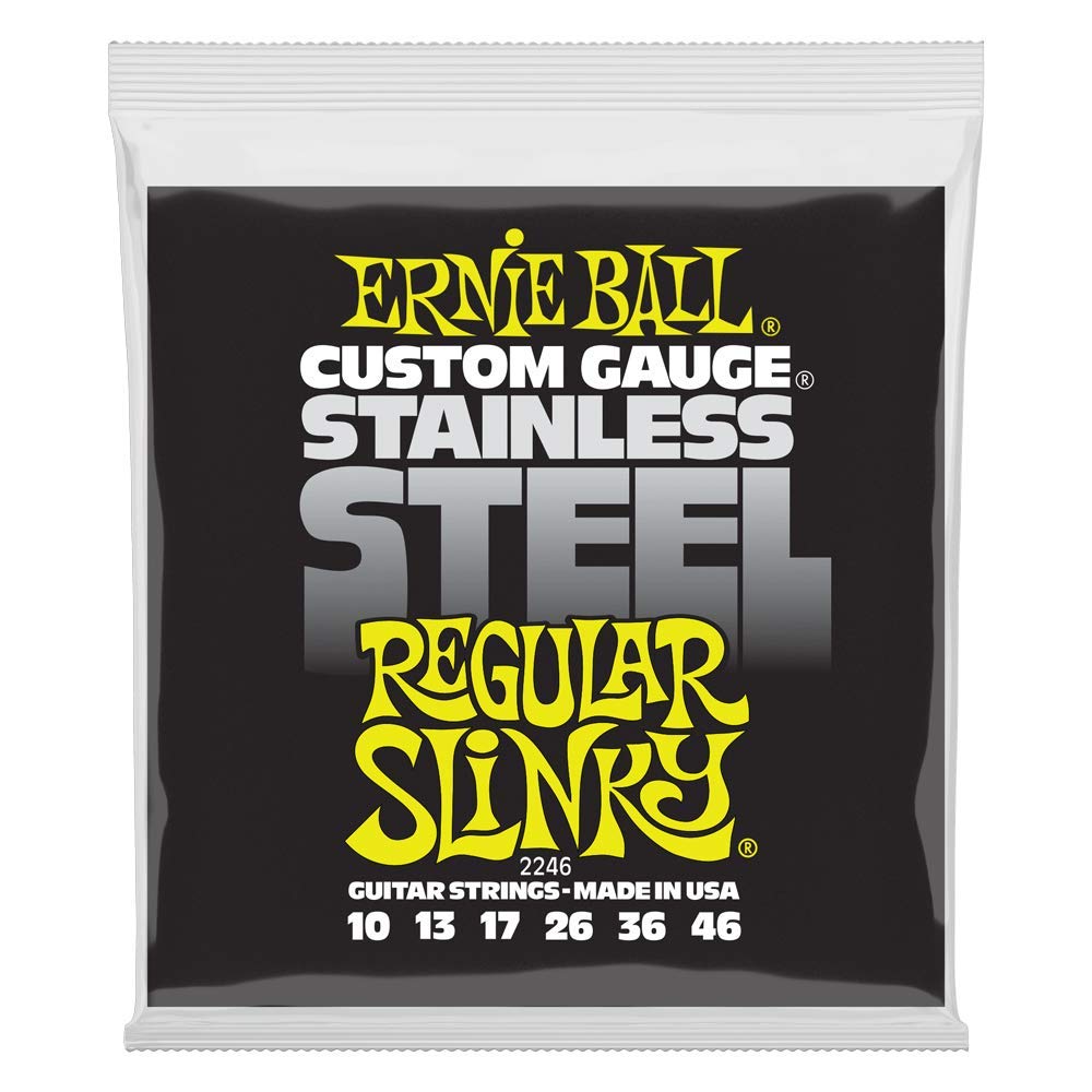 Ernie Ball Regular Slinky Stainless Steel Electric Guitar Strings, 10-46 Gauge (P02246)