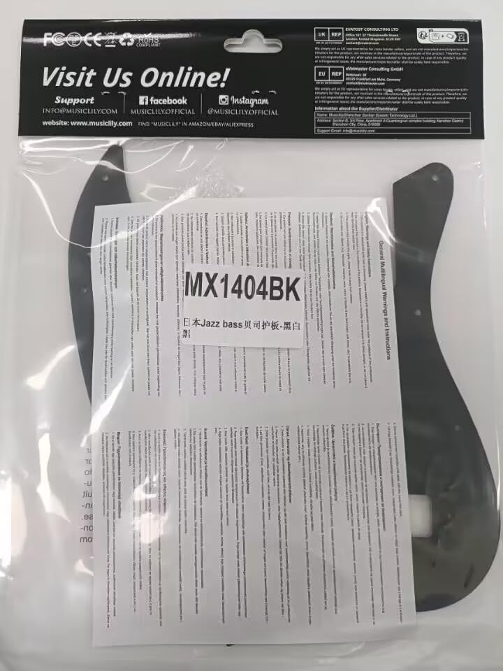 Musiclily Pro 11-Hole J Bass Pickguard for JPN Fender Japan 4-String Jazz Bass, 3Ply Black