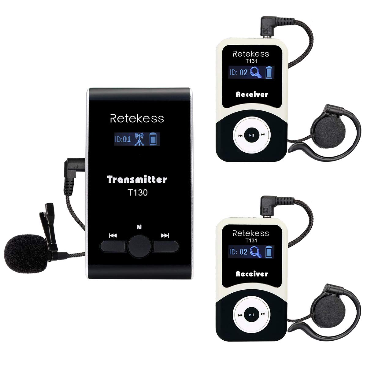 Retekess T130 Tour Guide System, Church Translation System, Classic Style, Easy to Use, Assisted Listening Devices for Court,Tra