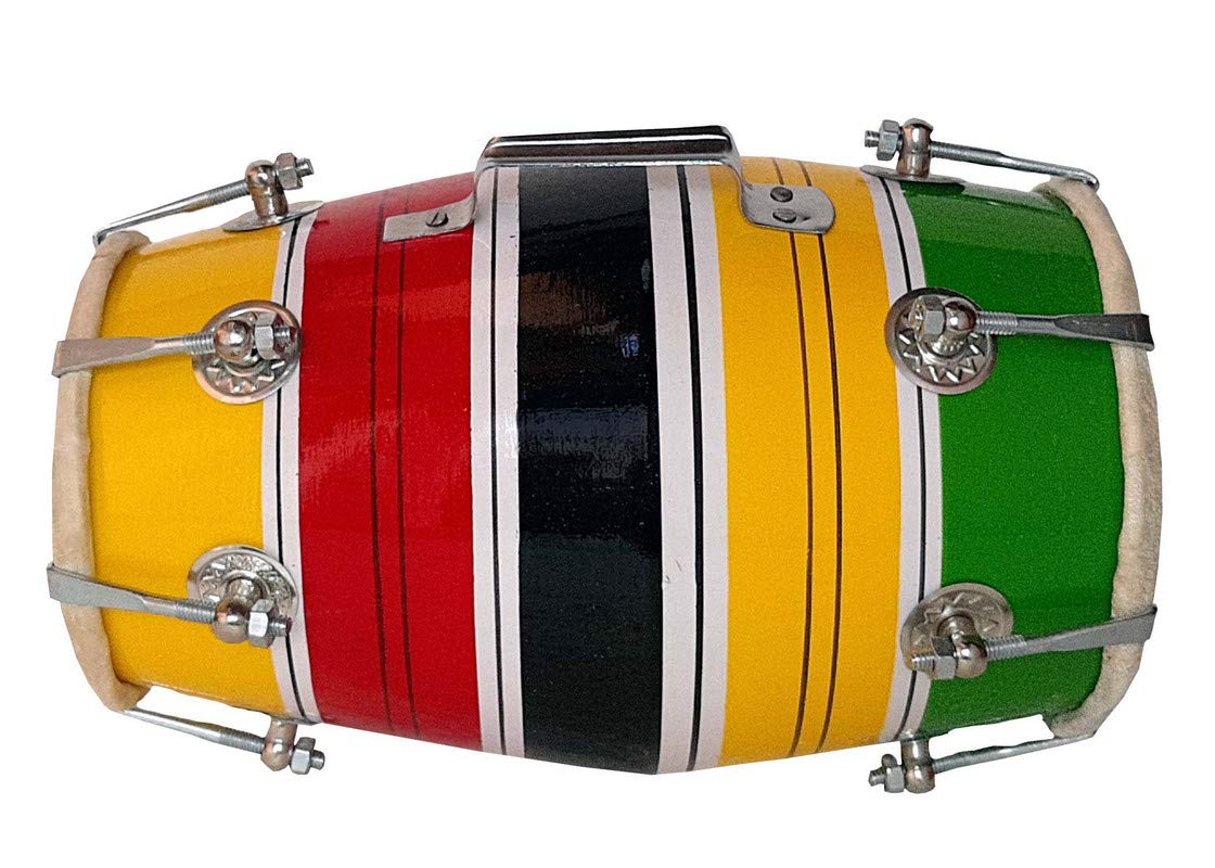 Gt Manufacturers Wooden Musical Instrument Baby Dholak Drum Nuts & Bolt Design11 (Multi Colour)