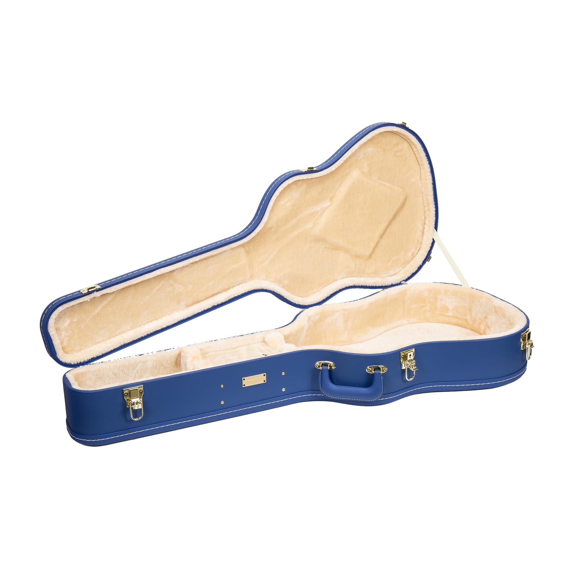 Crossrock Wooden Dreadnought Acoustic Guitar Case for Gibson J-45 / Martin D-Style | Vibrant Blue Faux Leather, Beige Plush Inte