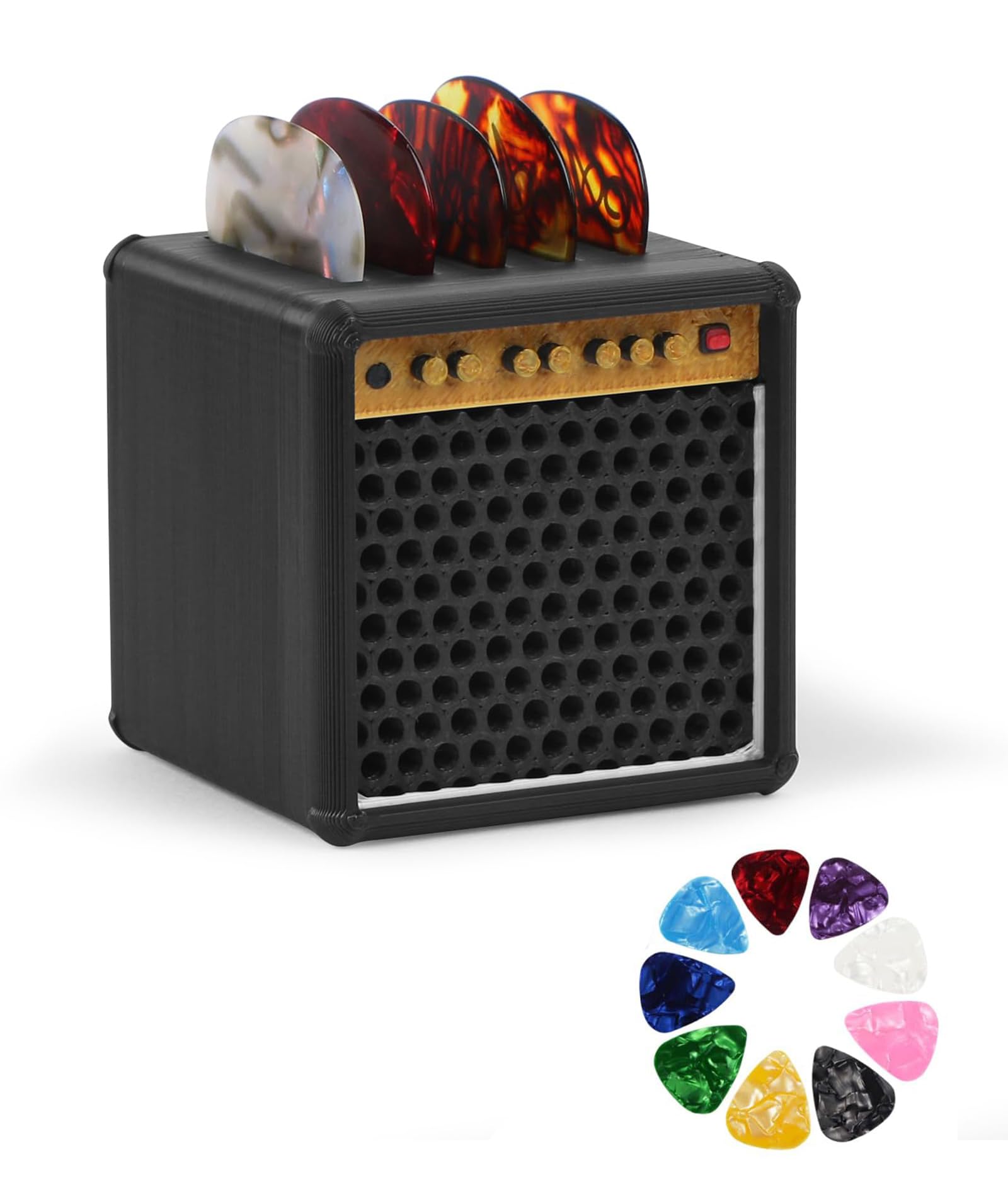 GODSDWARES Guitar Pick Holder, Guitar Pick, for Guitar Players Lovers | Guitar Picks Organizer | Simulation Speaker Desktop Orna