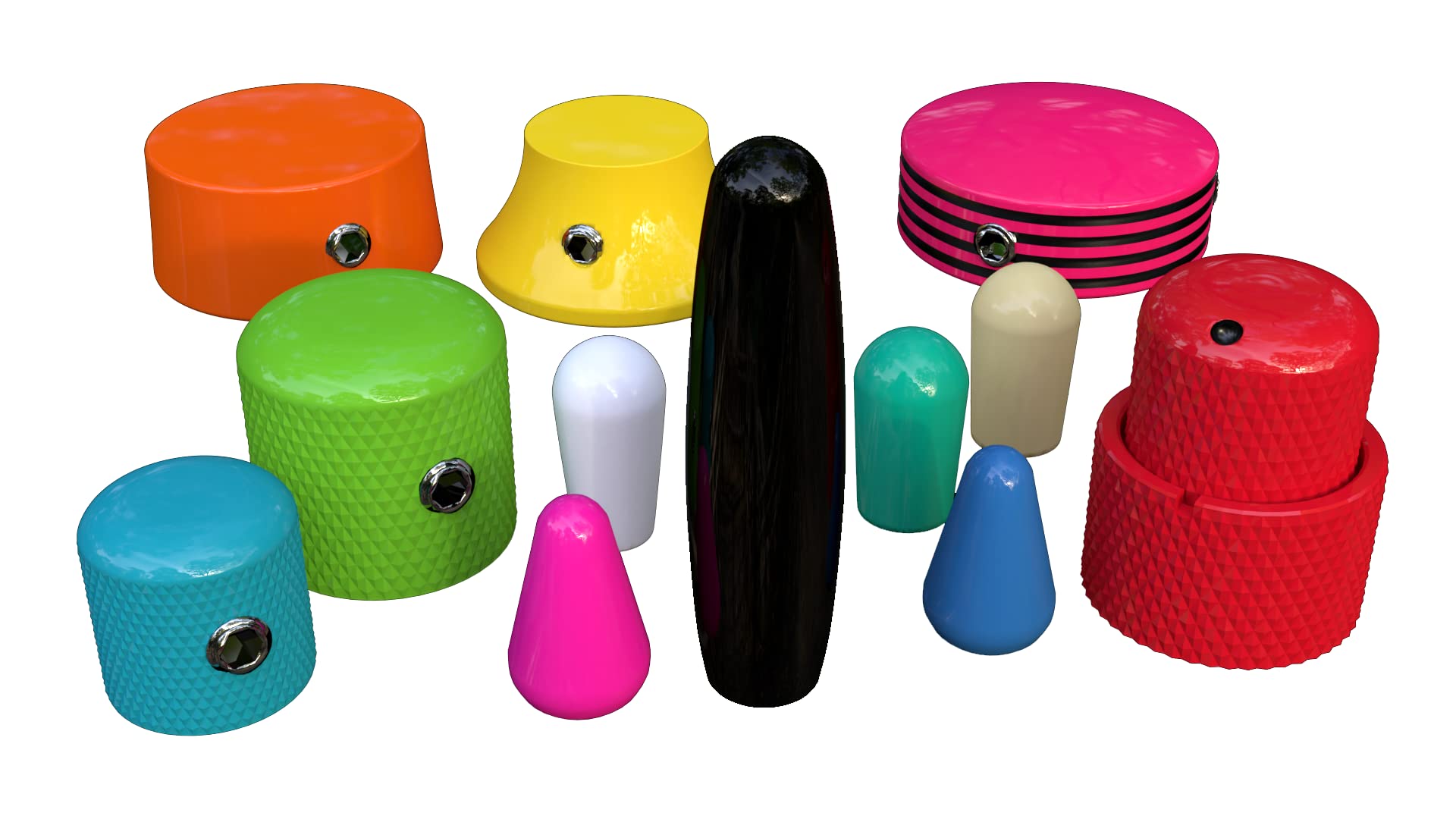 Xentric Guitars - Super Solid Series Resin Guitar Knobs & Switch Caps (6Mm Dome Knob, Yellow)