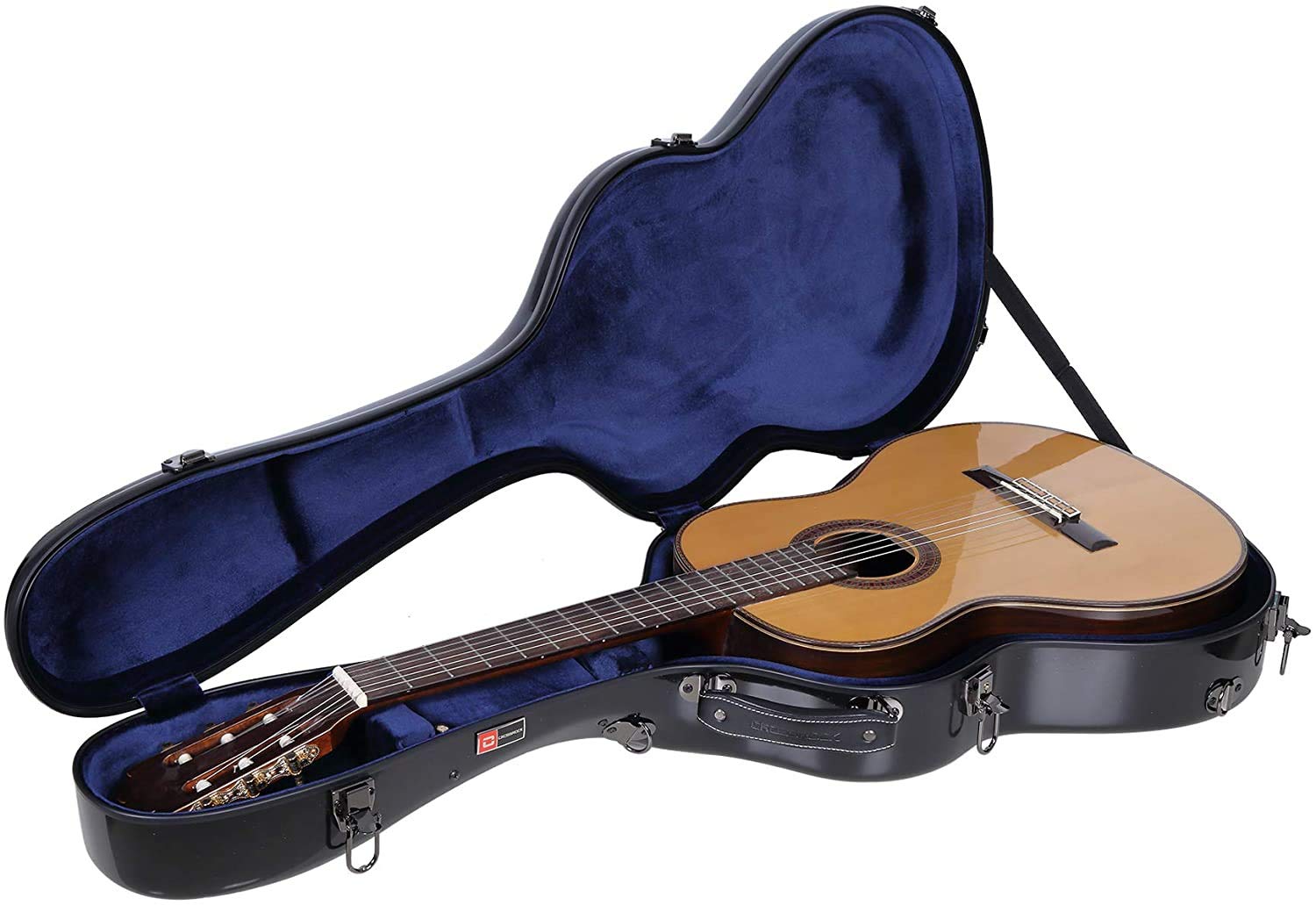 Crossrock Deluxe Fiberglass fits for Classical Guitar Case, 4/4 Full Size-Black (CRF2021CBK)