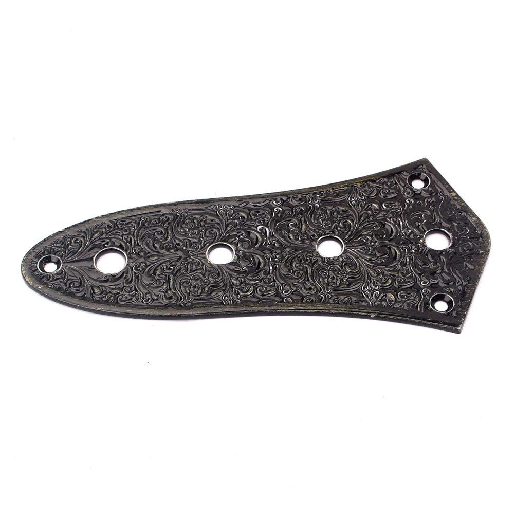 Artibetter 4-Hole Jazz Bass Control Plate Vintage Alloy Jazz Bass Parts (Black)