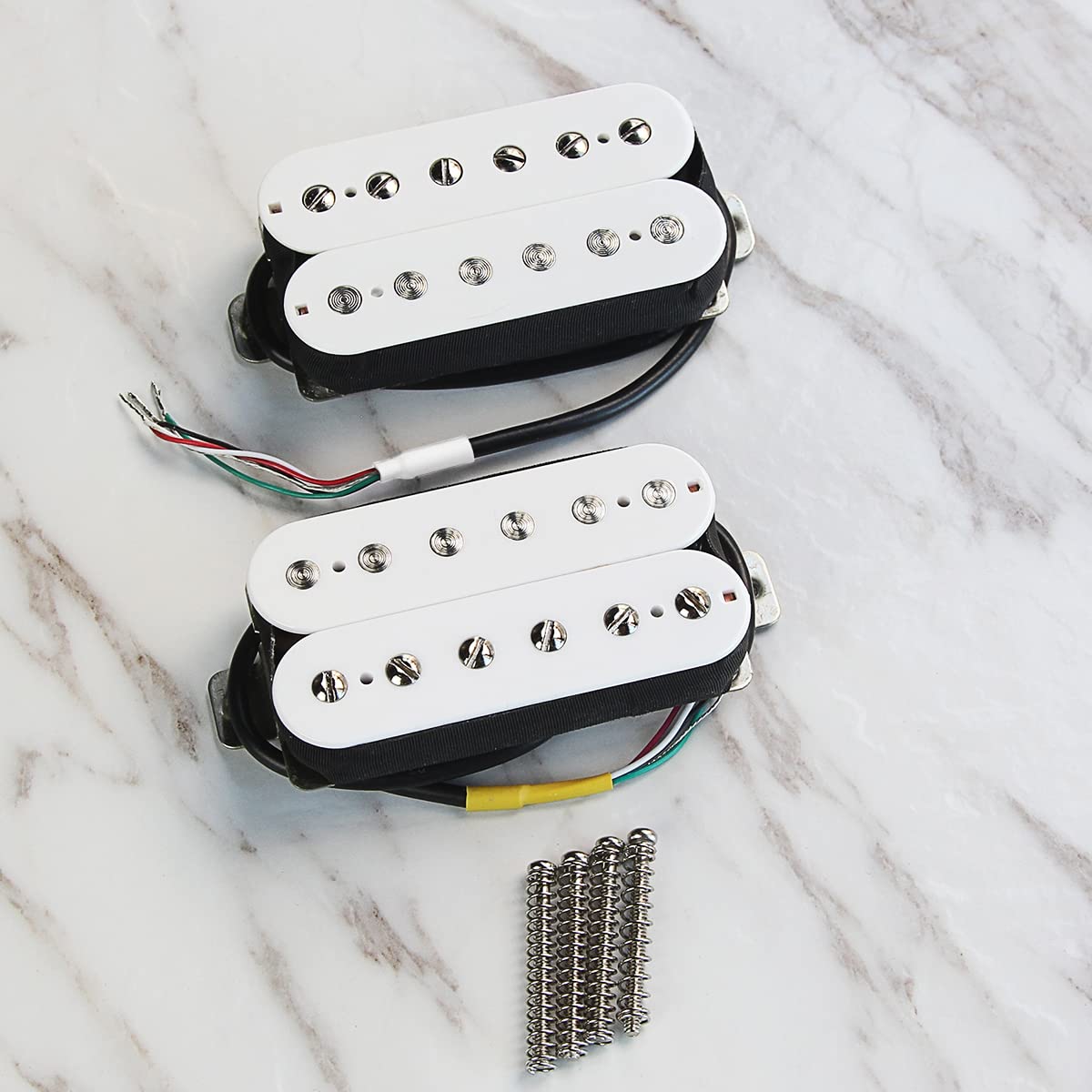 FLEOR High Output Alnico 5 Guitar Pickup White Neck and Bridge Humbucker Pickups Set