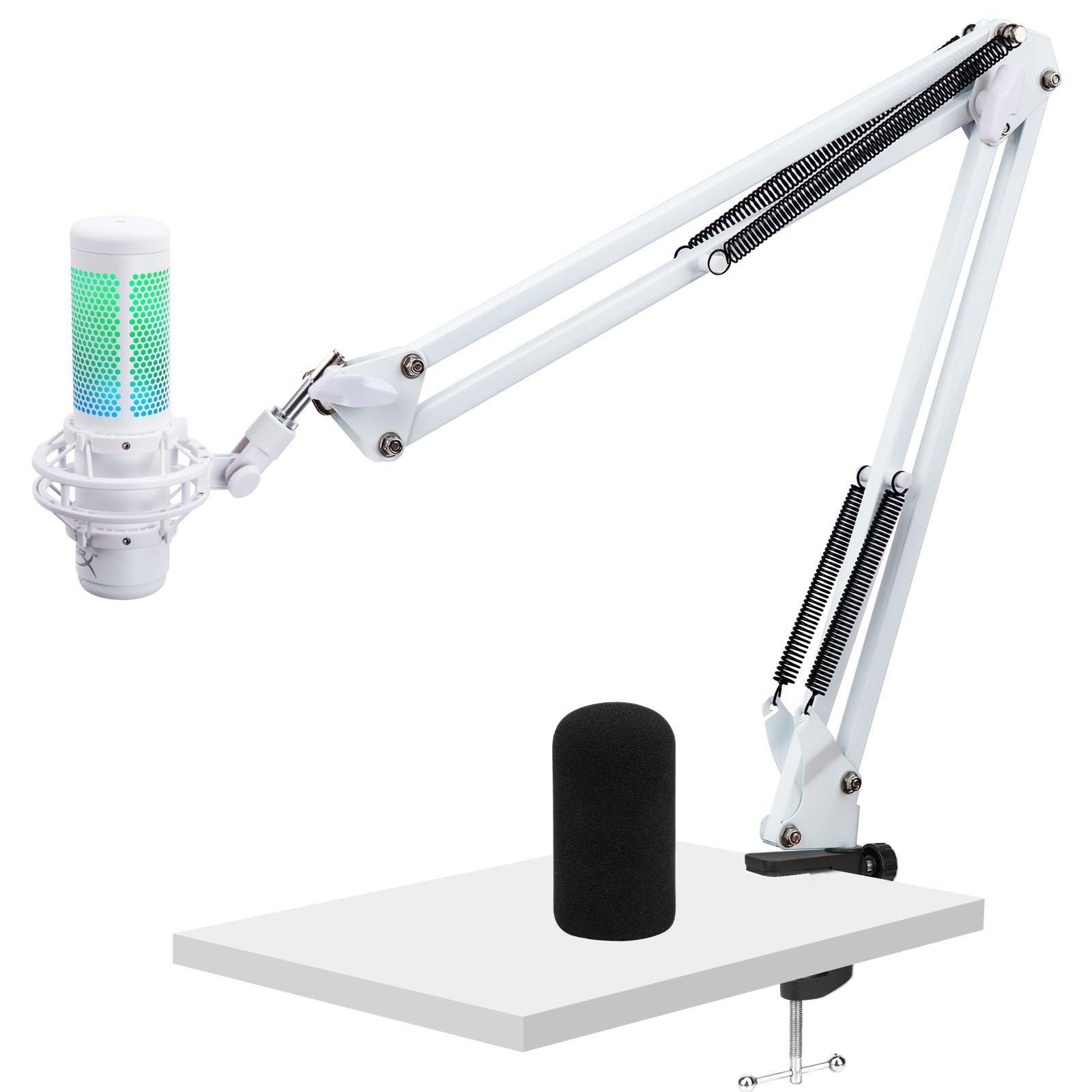 For Hyperx Quadcast S Boom Arm - Upgraded Mic Arm With Reduce Wind Noises Mic Foam Cover, White Boom Arm For Hyperx Quadcast, 3/