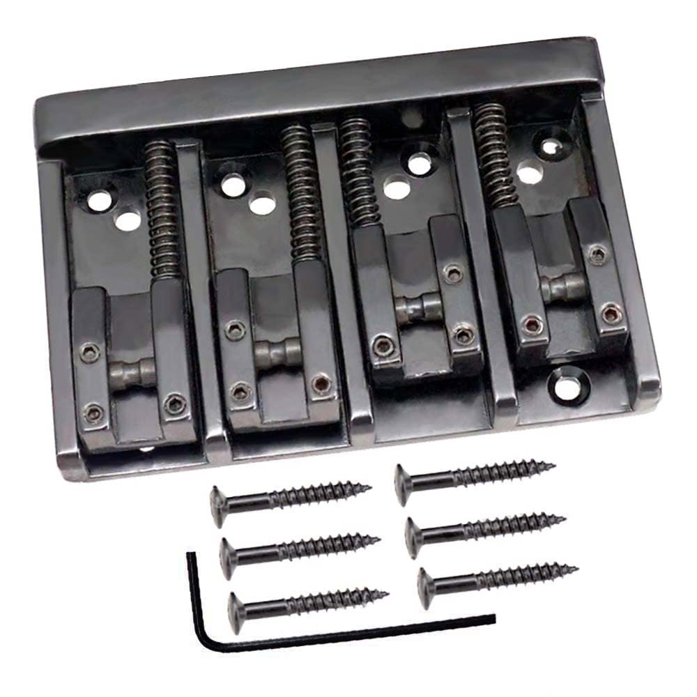 Vintage 4 String Bass Bridge Tailpiece A-Style Roller Saddle Bridge Top Load Or String Through Body (Black)