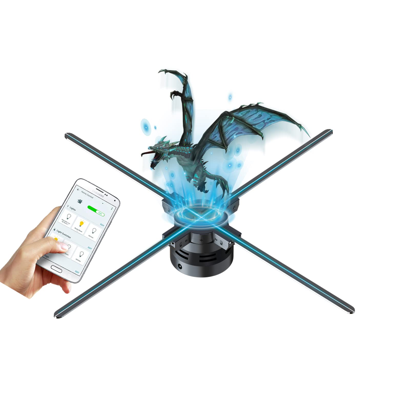 Missyou 3DHologramFan Display Projector,22?Christmas tree with Bluetooth, Versatile Picture Fan Spinner for Shops, Bars, Casinos