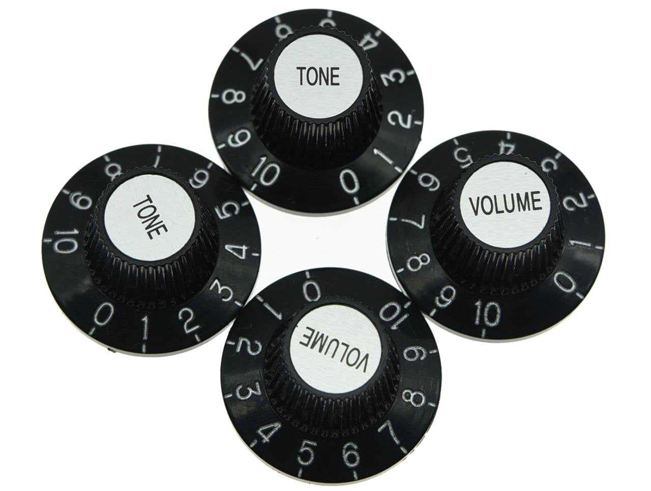 Dopro 4pcs Black with Silver Cap LP Metric Guitar Witch Hat Knobs Top Hat Knobs for SG Epiphone Les Paul