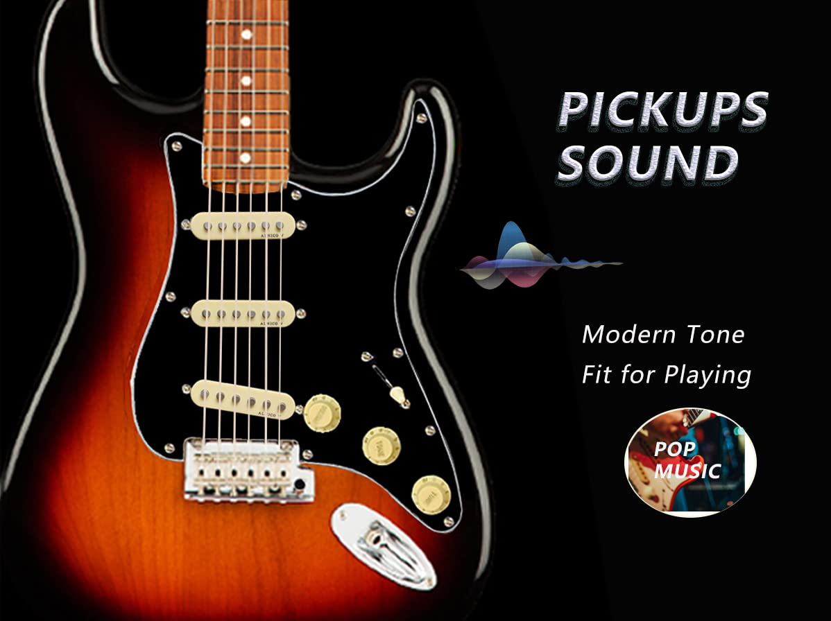 LAMSAM Prewired Pickguard Loaded Modern Tone Triple Single Coil Pickups for Electric Guitars with 11 Mounting Holes, 3-Ply Pick