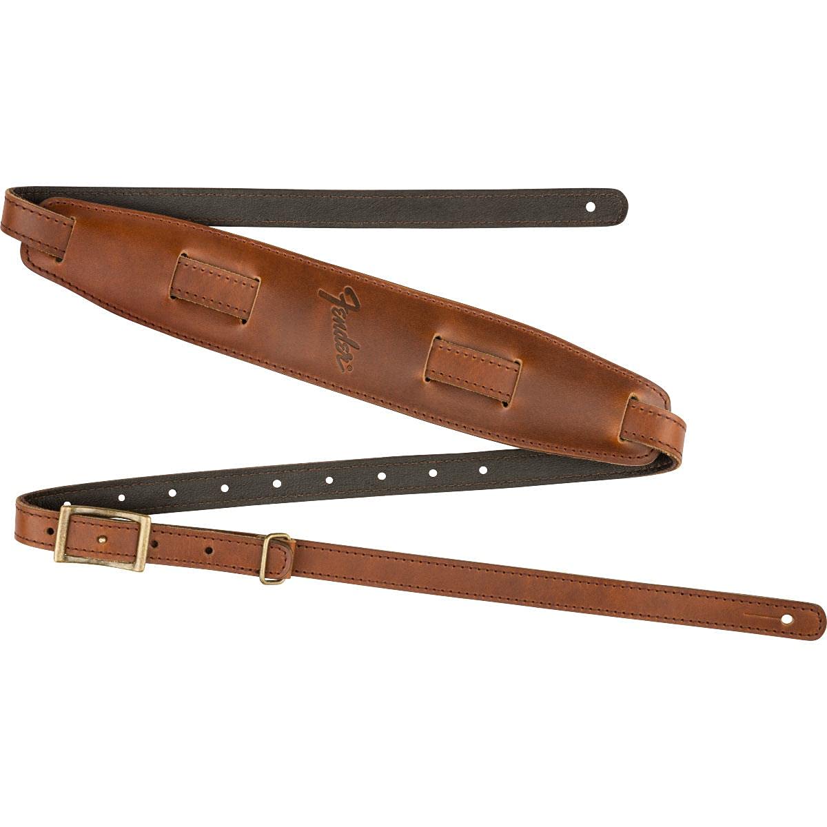 Fender Mustang Saddle Guitar Strap, 2.25In, Cognac, Long