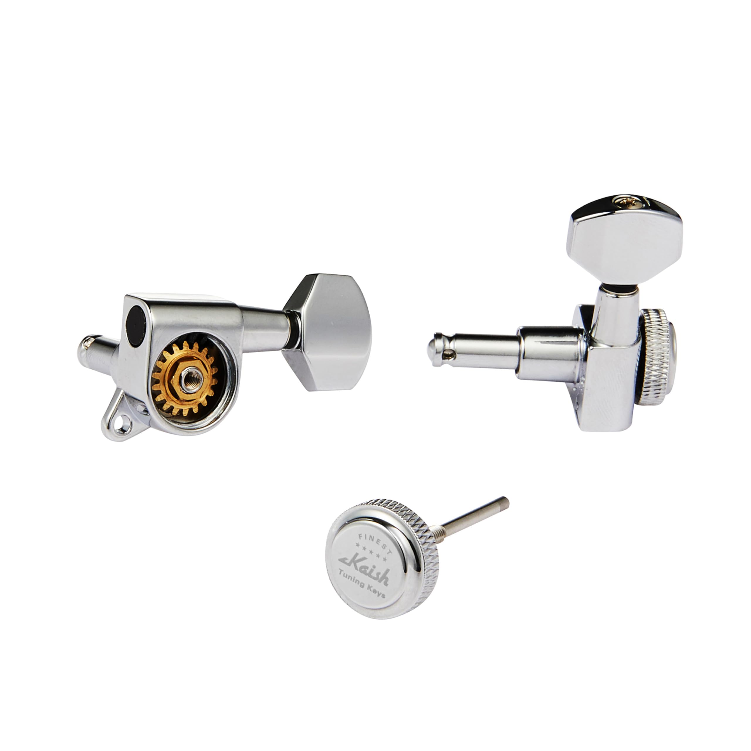 KAISH 3L3R 18:1 Locking Tuners Tuning Keys Guitar Locking Tuning Machines with Mini Contemporary Buttons for most Electric/Acous