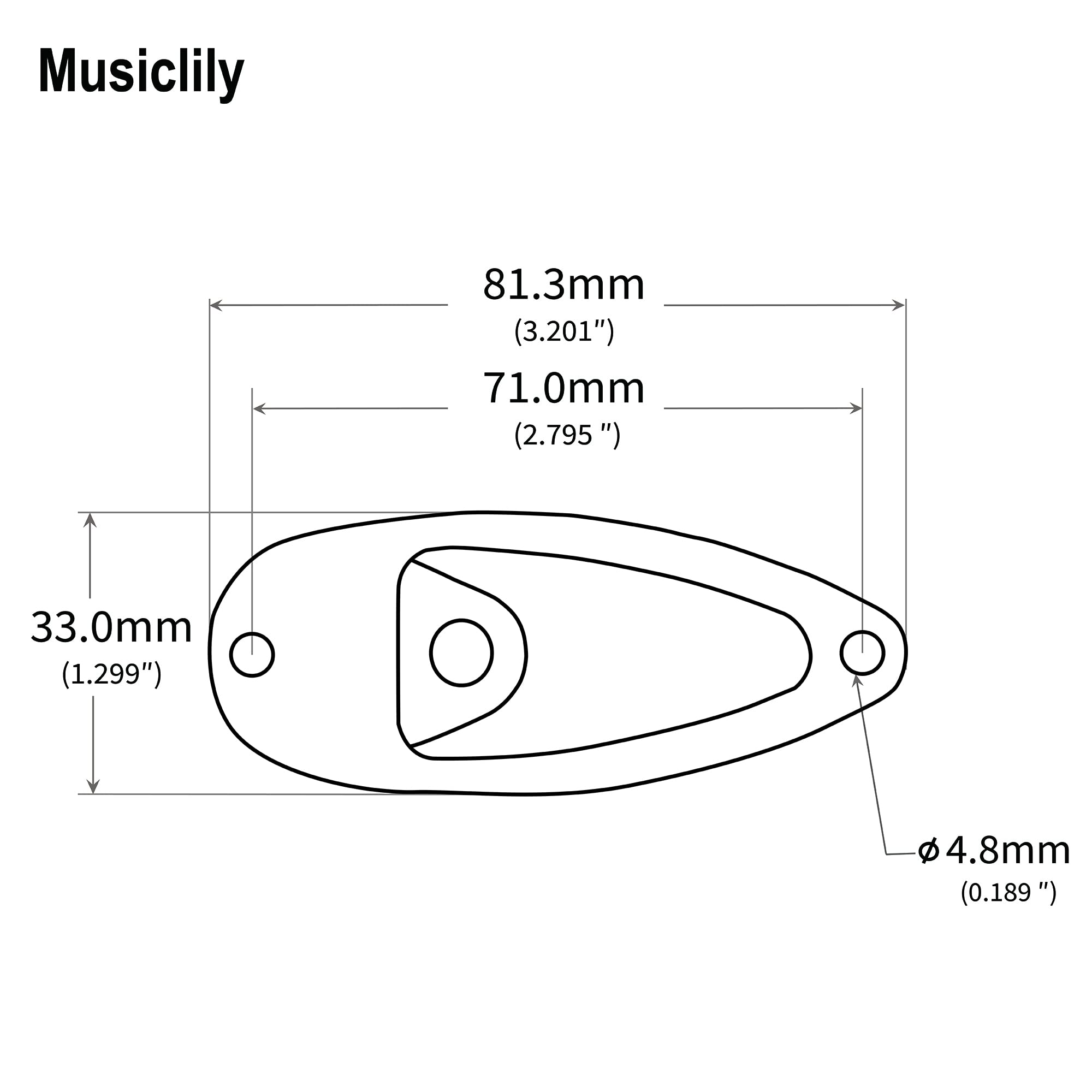 Musiclily Boat Style Strat Jack Plate for Fender Stratocaster Electric Guitar Replacement, Chrome(Pack of 2)
