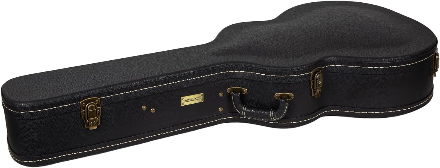 Crossrock Electric Guitar Case fits 16'' Lower Bout Hollow-body Archtop Guitars-Vintage Hardware, Sponge Lining, Metal Feet, Sto