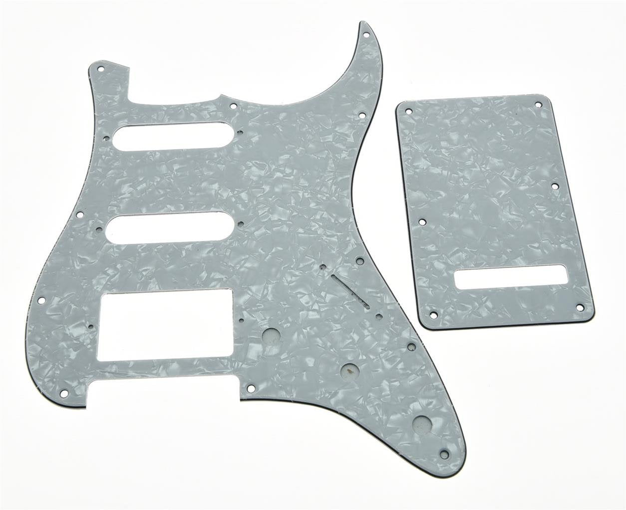 KAISH 11 Hole ST/Strat Style Pickguard HSS Pick Guard with ST Back Plate Tremolo Trem Cover for USA/Mexico Stratocaster/Strat Wh