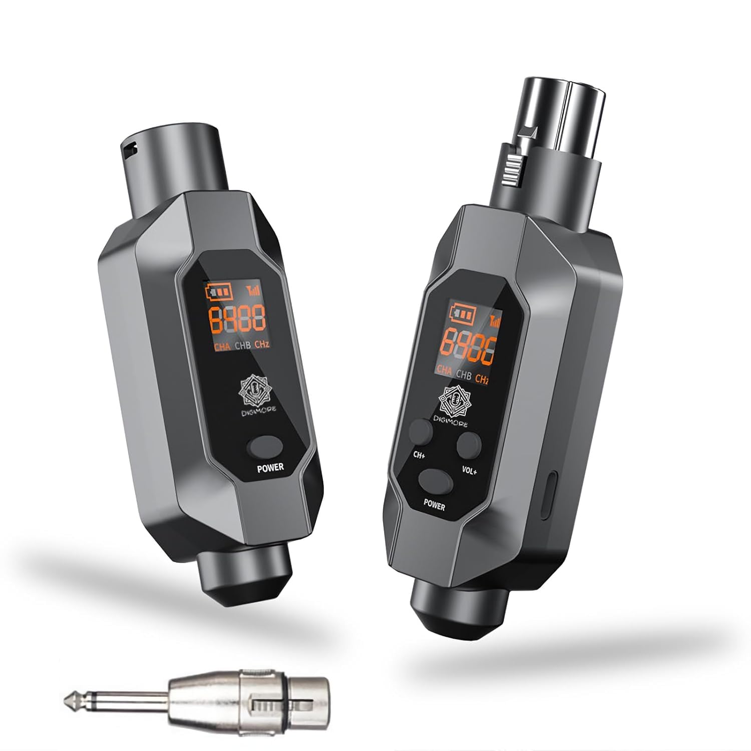 Digimore Uhf Wireless Xlr Adapter System, Transmitter And Receiver For Dynamic/Condenser Microphones And Electronic Musical Inst
