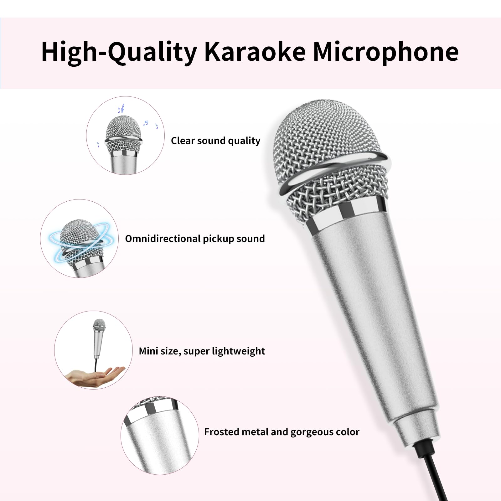 USB C Mini Karaoke Microphone for Android Phone, Laptop, Tablets Small ASMR Microphone for Voice Video Recording Singing, Vloggi