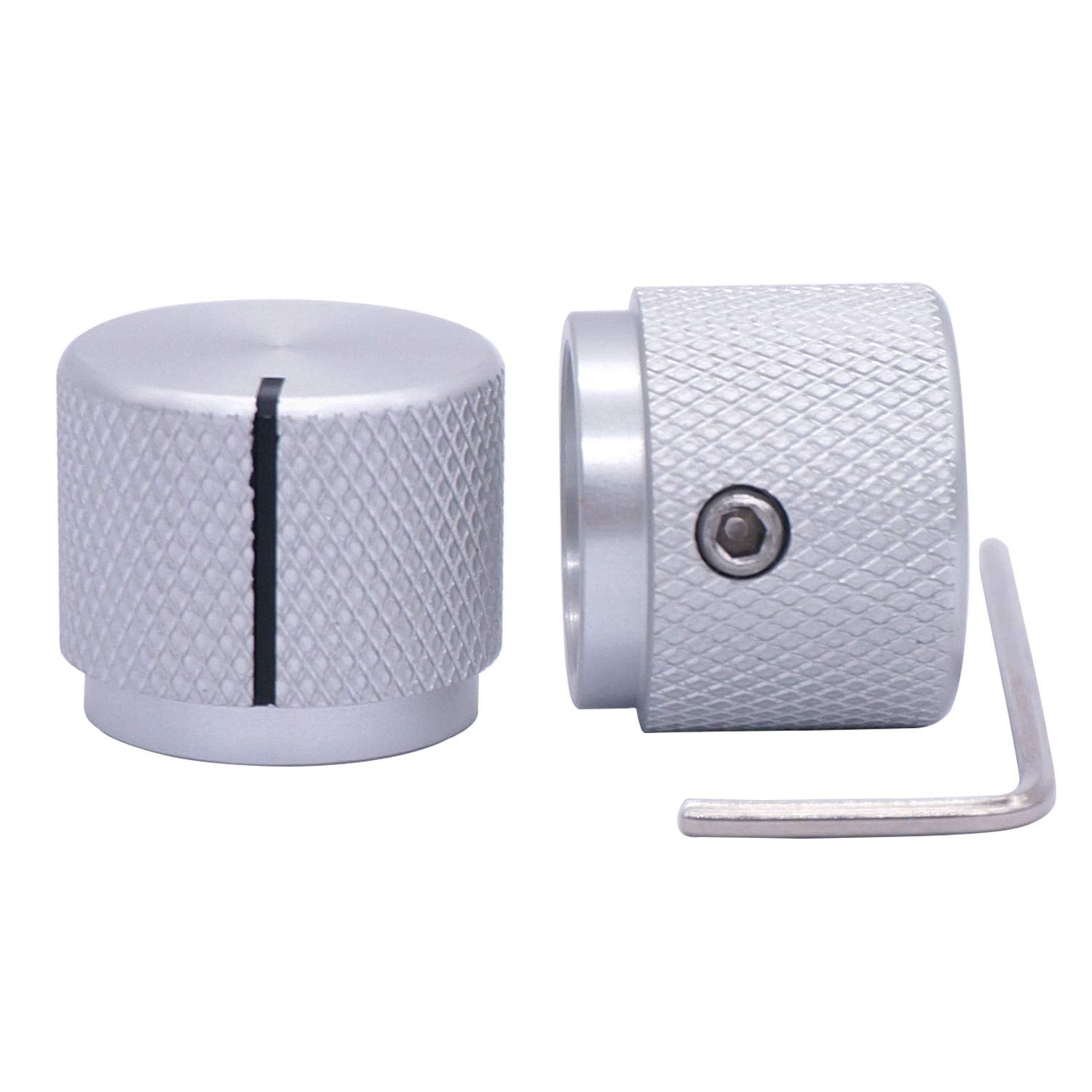 Taiss/ 2Pcs Silver Color Aluminum Rotary Electronic Control Potentiometer Knob For 6 Mm Diameter Shaft, Volume Control Knob, Aud