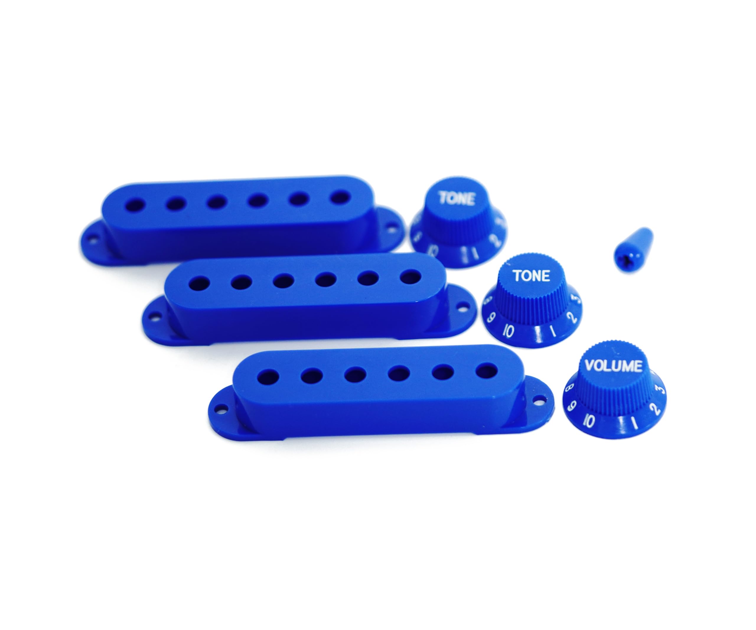 Guyker 3Pcs Plastic Guitars Single Coil Pickup Covers (52Mm Pole Spacing) & 1 Volume 2 Tone 1V2T Switch Knobs & Switch Tip Cap P