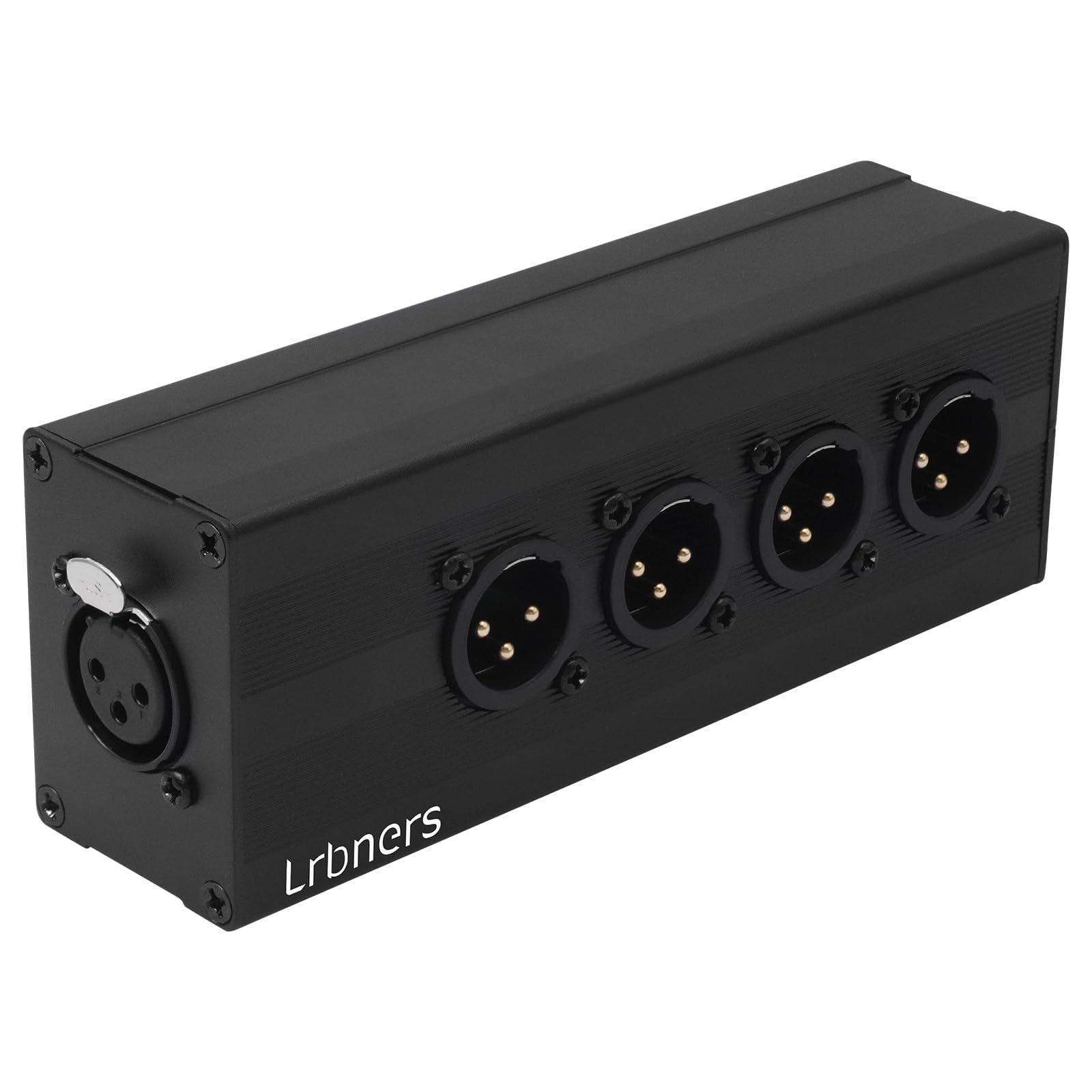 Lrbners 3Pin XLR 1 Female to 4-way Male Audio Splitter Box - Aluminum Alloy Chassis, Locking Connectors,XLR Splitter box for Mix
