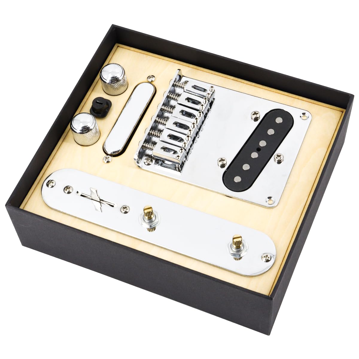 Domofa 6 Strings Saddle Bridge Plate Prewired 3 Way Switch Control Plate Neck Pickup Set for Squier Telecaster Electric Guitar R