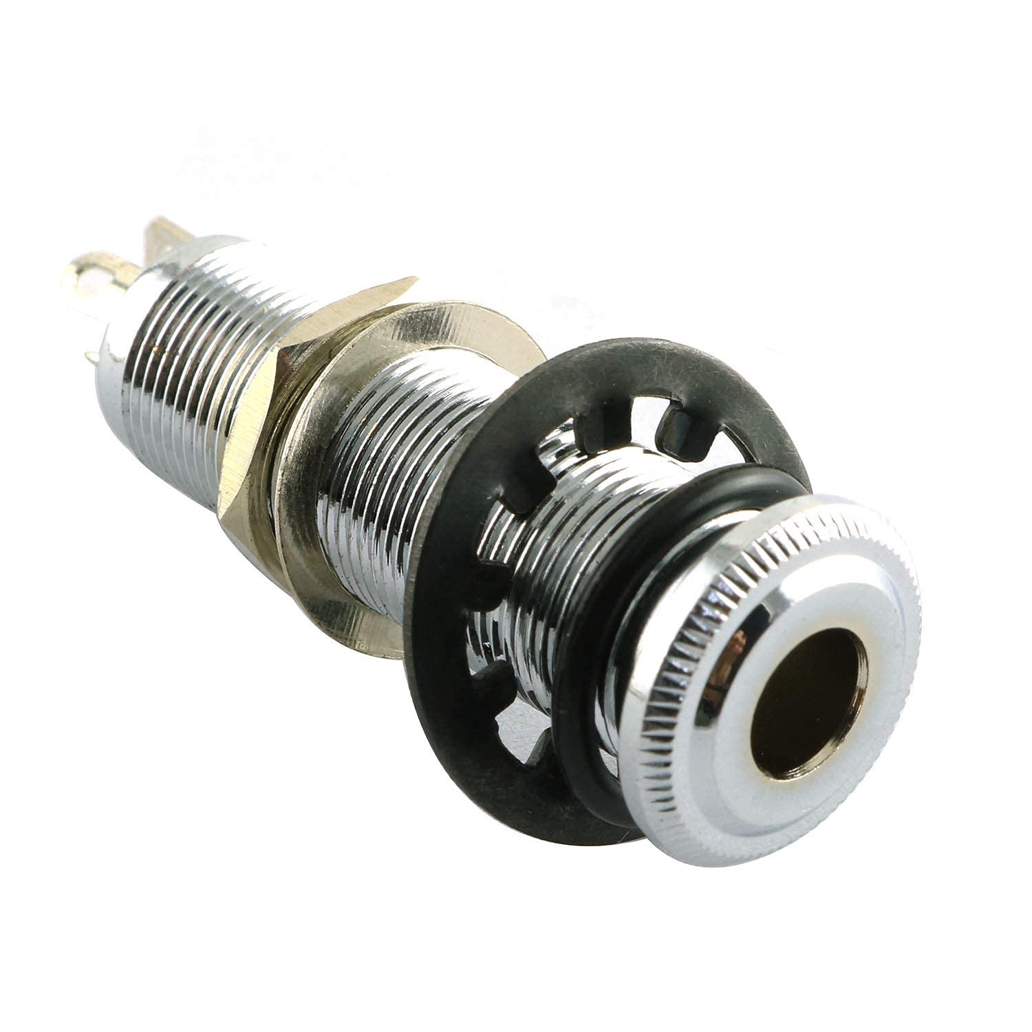 Rlecs Brass Electric Guitar Bass 1/4Inch Barrel Jack 44.5X16Cm Cylinder Input/Output Mono Active Long Threaded Jack Socket Guita