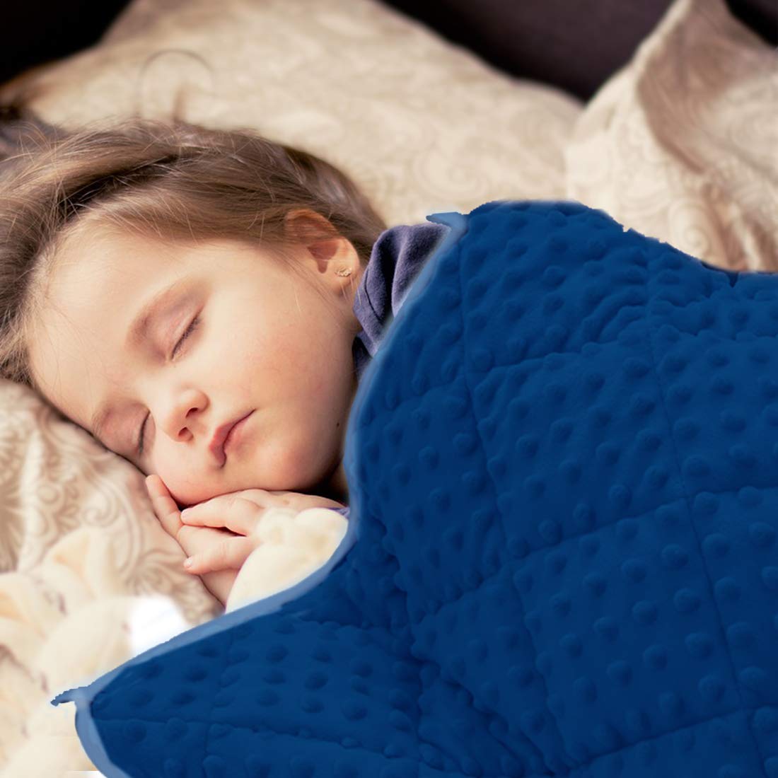 Maxtid Weighted Blanket For Kids 3Lbs Blue 36Inx48In For Boys And Girls Heavy Blanket For Children Sleeping Comfort Sensory Blan