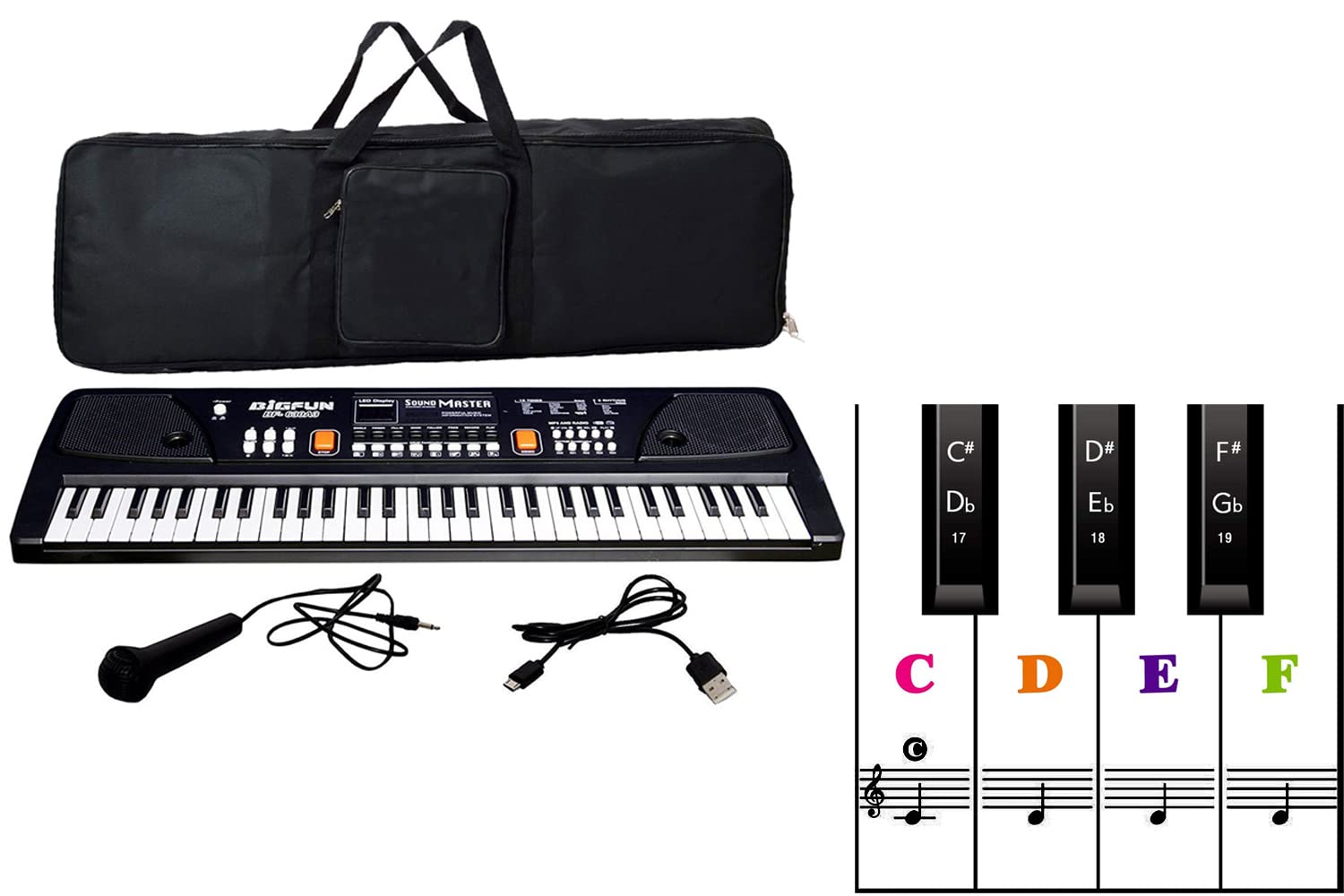 Domenico Electronic Digital Piano Keyboard 61 Keys- Multi-Function Portable Piano Keyboard Electronic Organ With Piano Bag + Pia