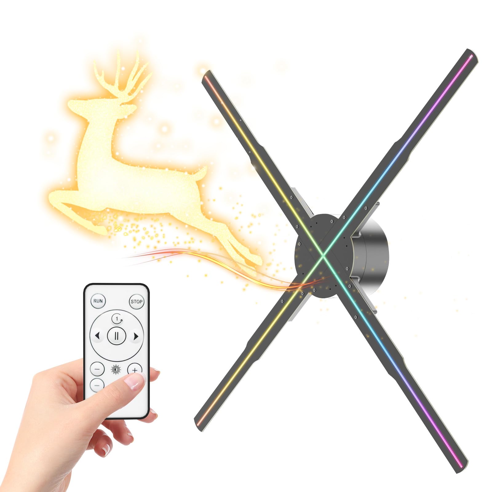 3D Hologram Fan, 20 Inch Hologram Fan 2000*1152PX Resolution 576pcs HD LED Beads, Holographic Video Advertising Projector Suppor