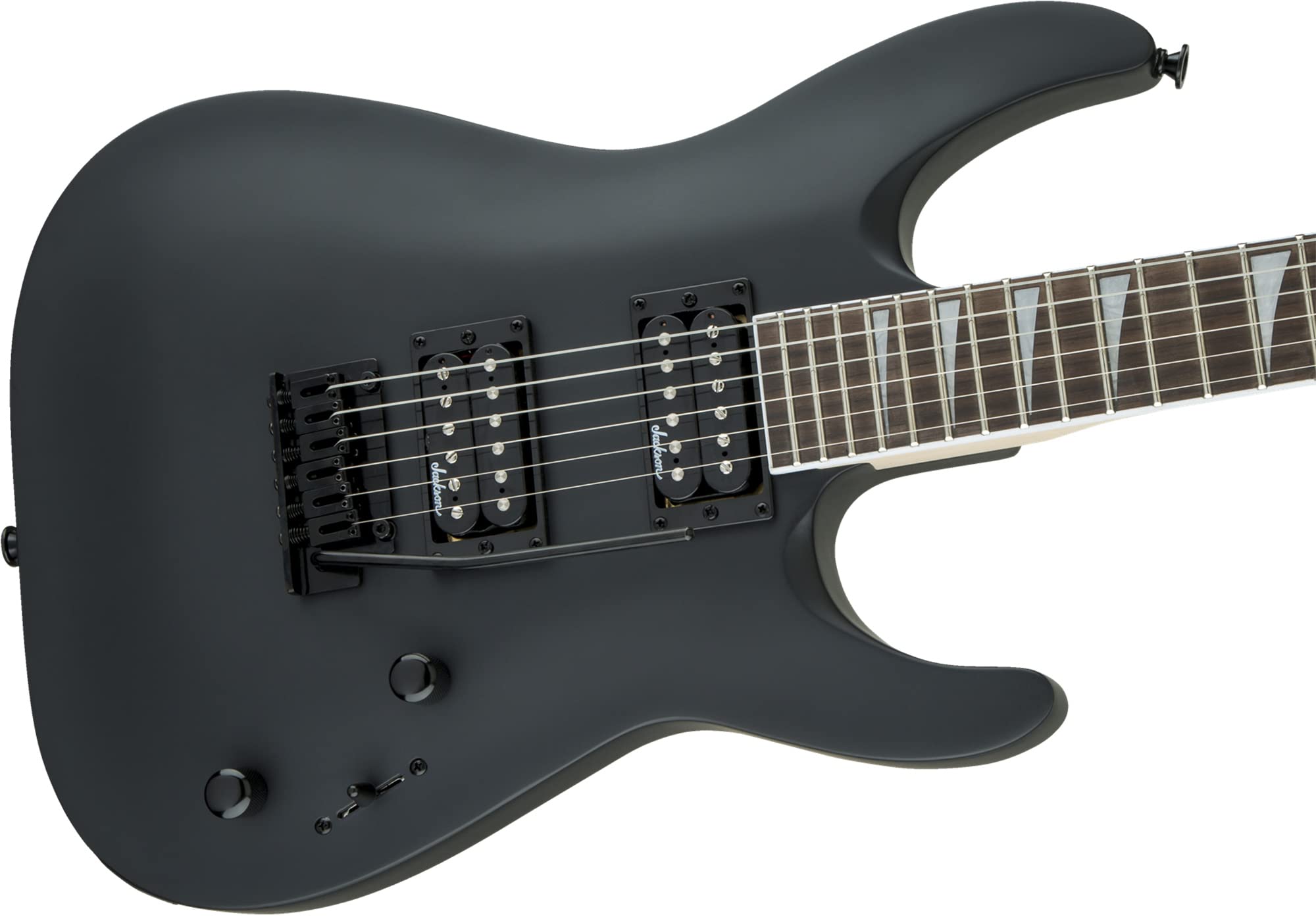 Jackson Dinky Arch Top JS22 DKA Electric Guitar - Satin Black Bundle with Cable, Tuner, Strap, Picks, and Austin Bazaar Instruct