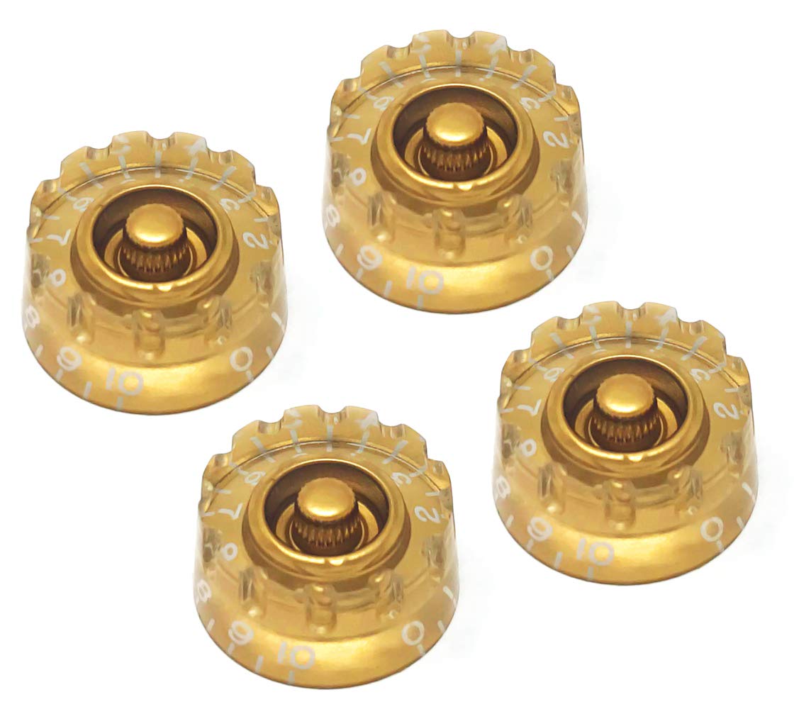 Vintage Forge Gold Notched Speed Knobs Compatible With Usa Les Paul Sg Electric Guitar (Set Of 4) Knurled Fits 24 Fine-Spline Us